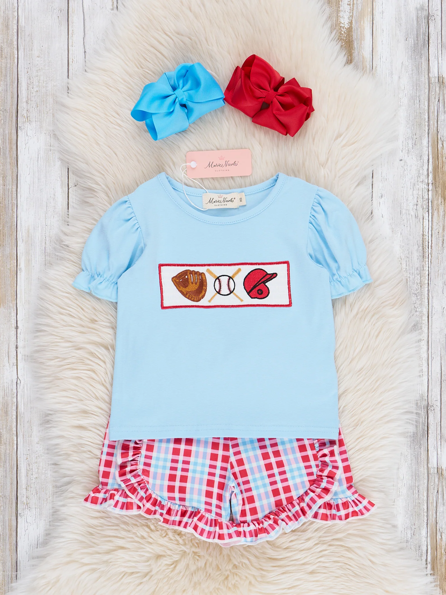 Smocked Baseball Season Ruffle Outfit - Image 2