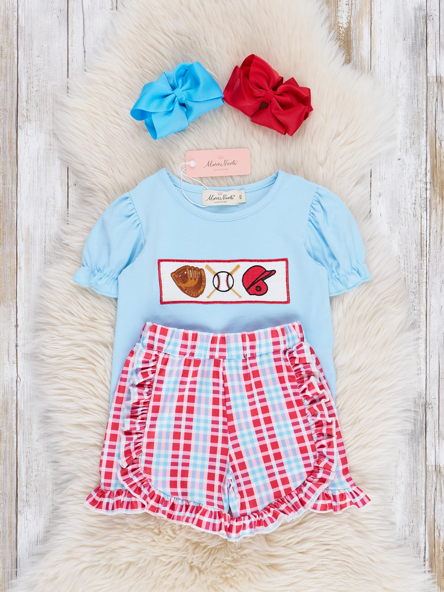 Smocked Baseball Season Ruffle Outfit - Image 3