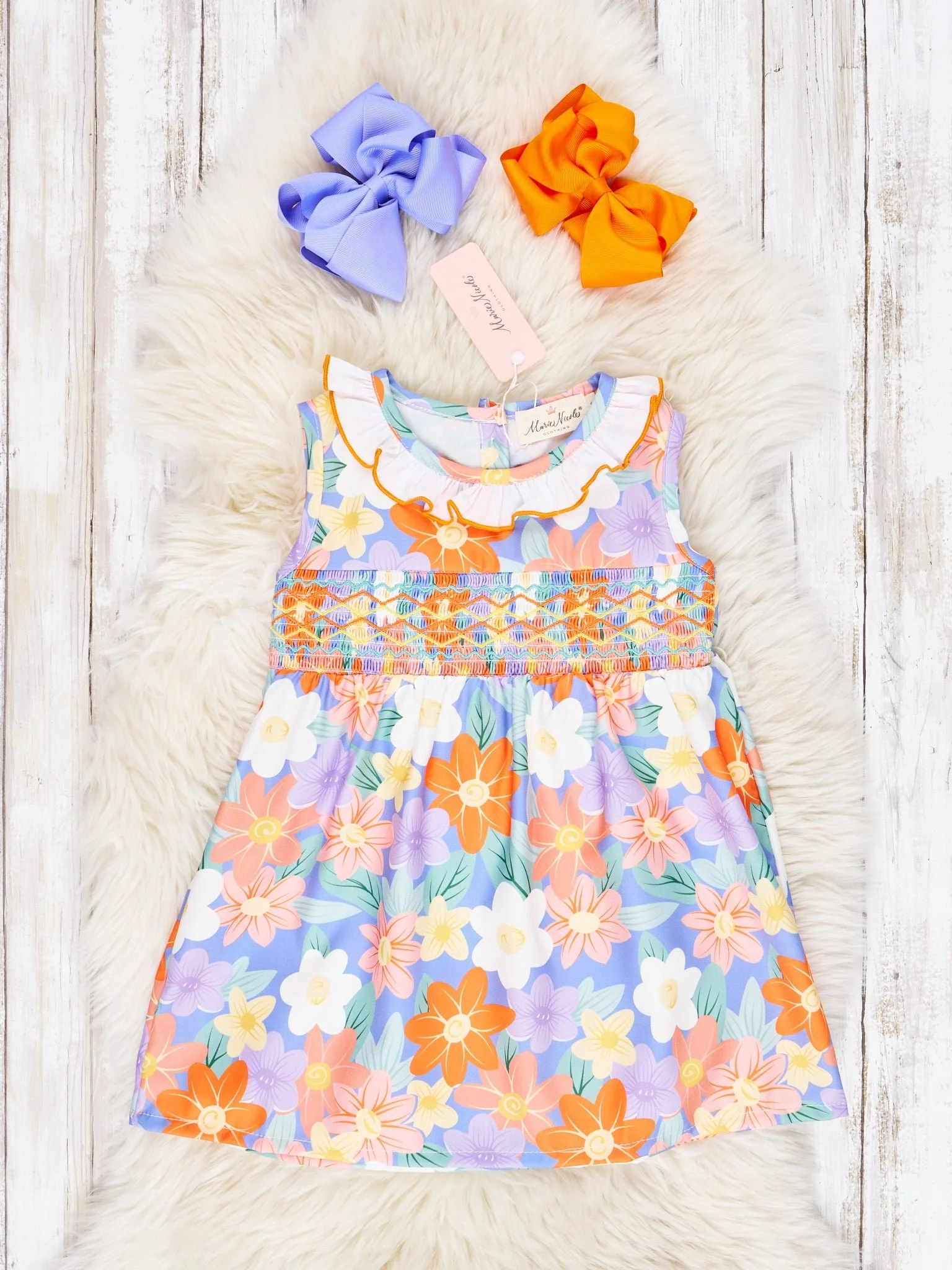 Smocked Bright Floral Ruffle Tank Dress - Image 2
