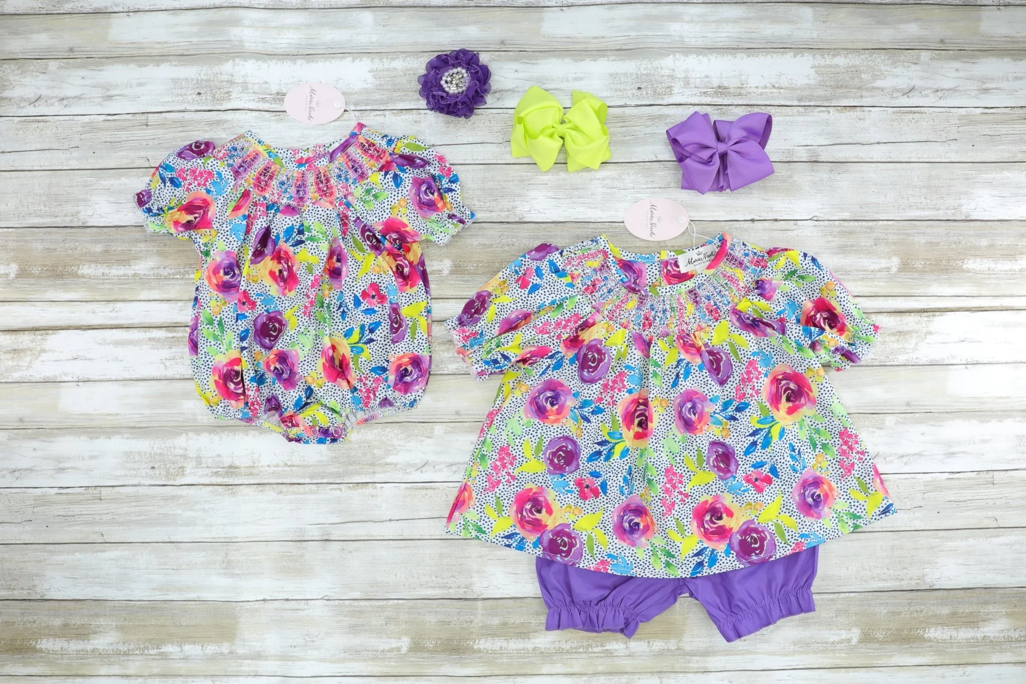 Smocked Bright Rose Bubble Romper - Image 2