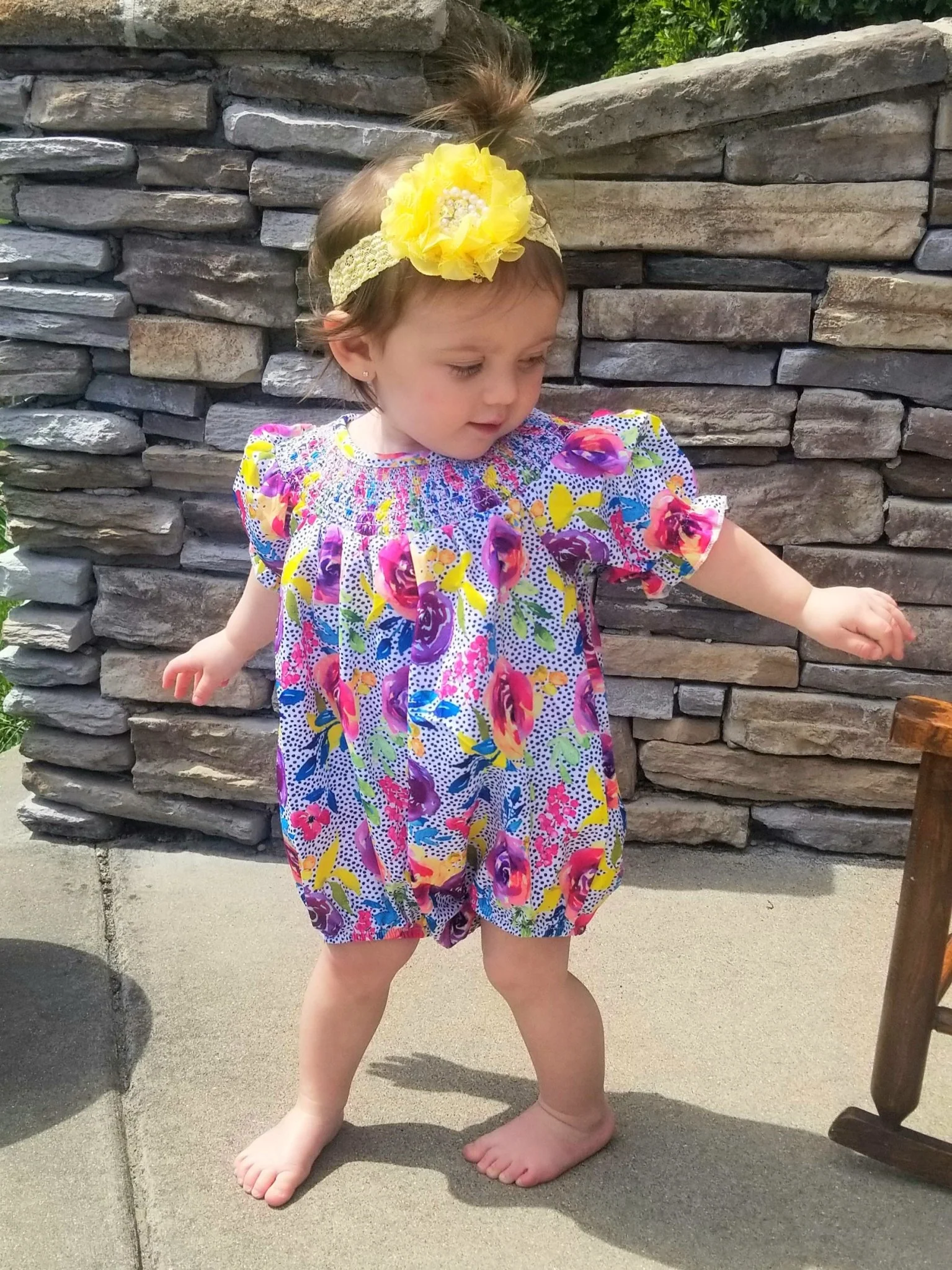 Smocked Bright Rose Bubble Romper - Image 3
