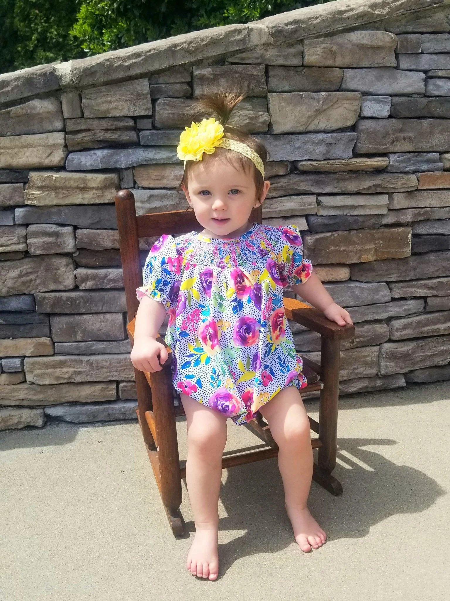 Smocked Bright Rose Bubble Romper - Image 4