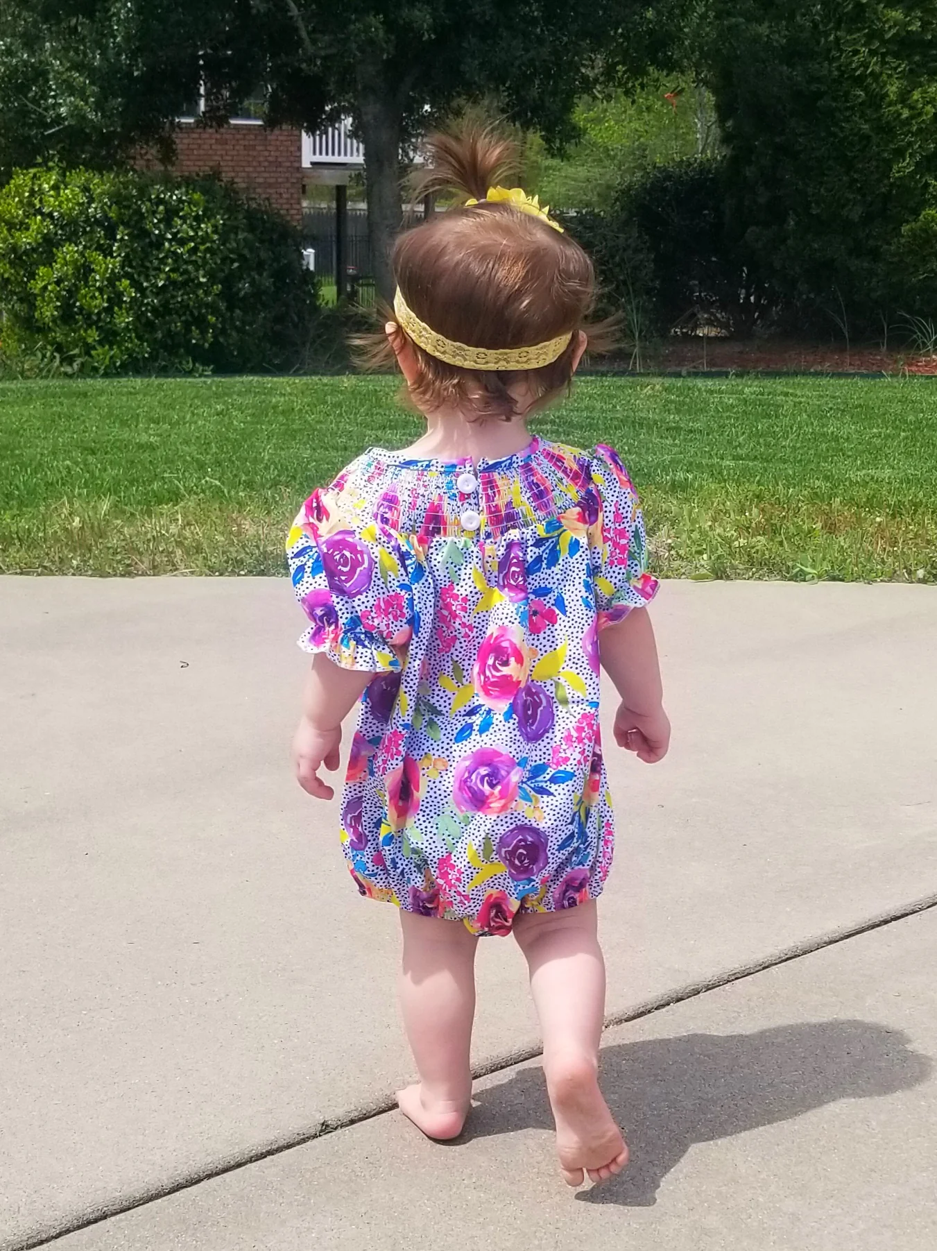 Smocked Bright Rose Bubble Romper - Image 5