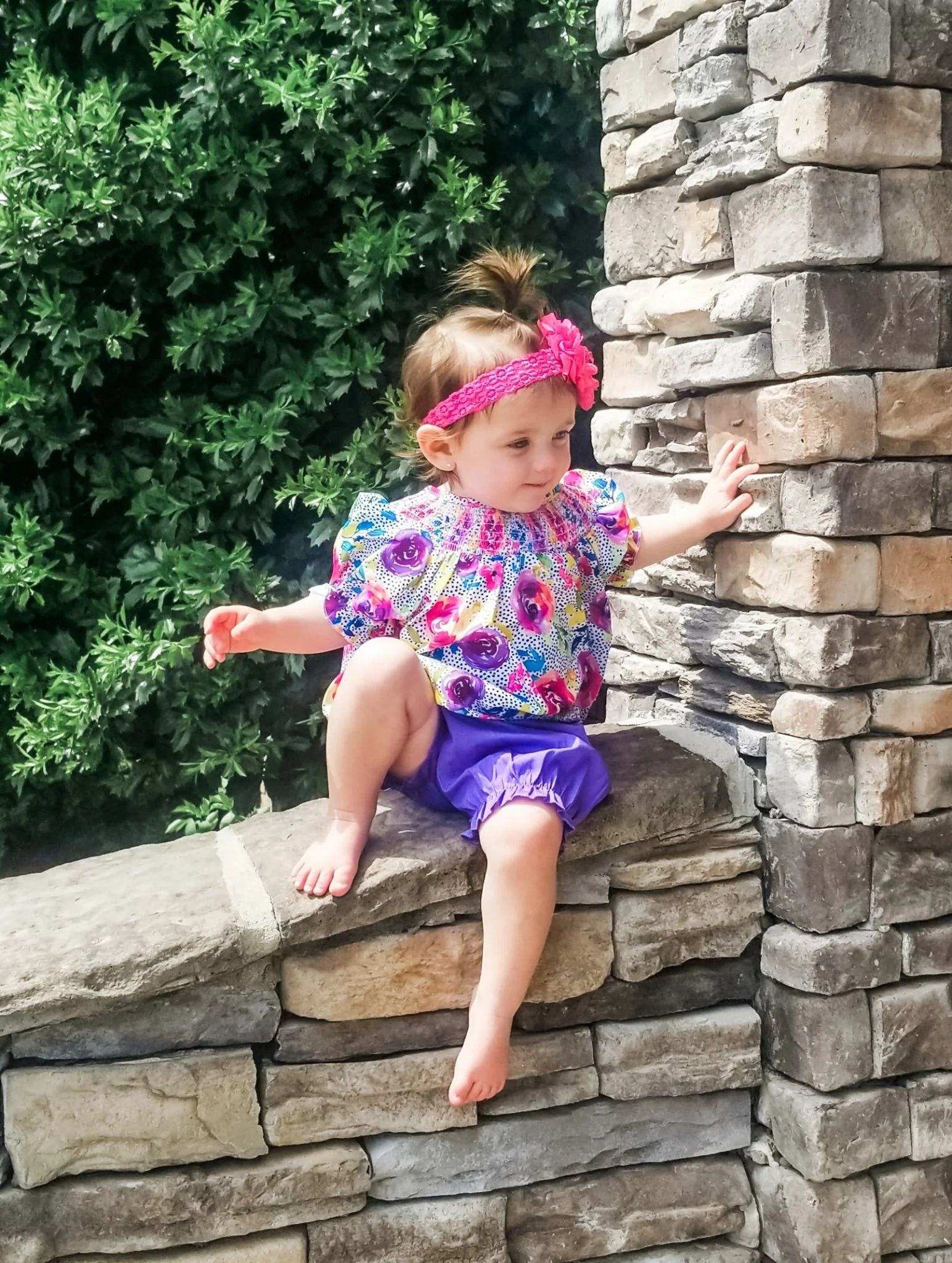 Smocked Bright Rose Top & Purple Bottoms Outfit - Image 5