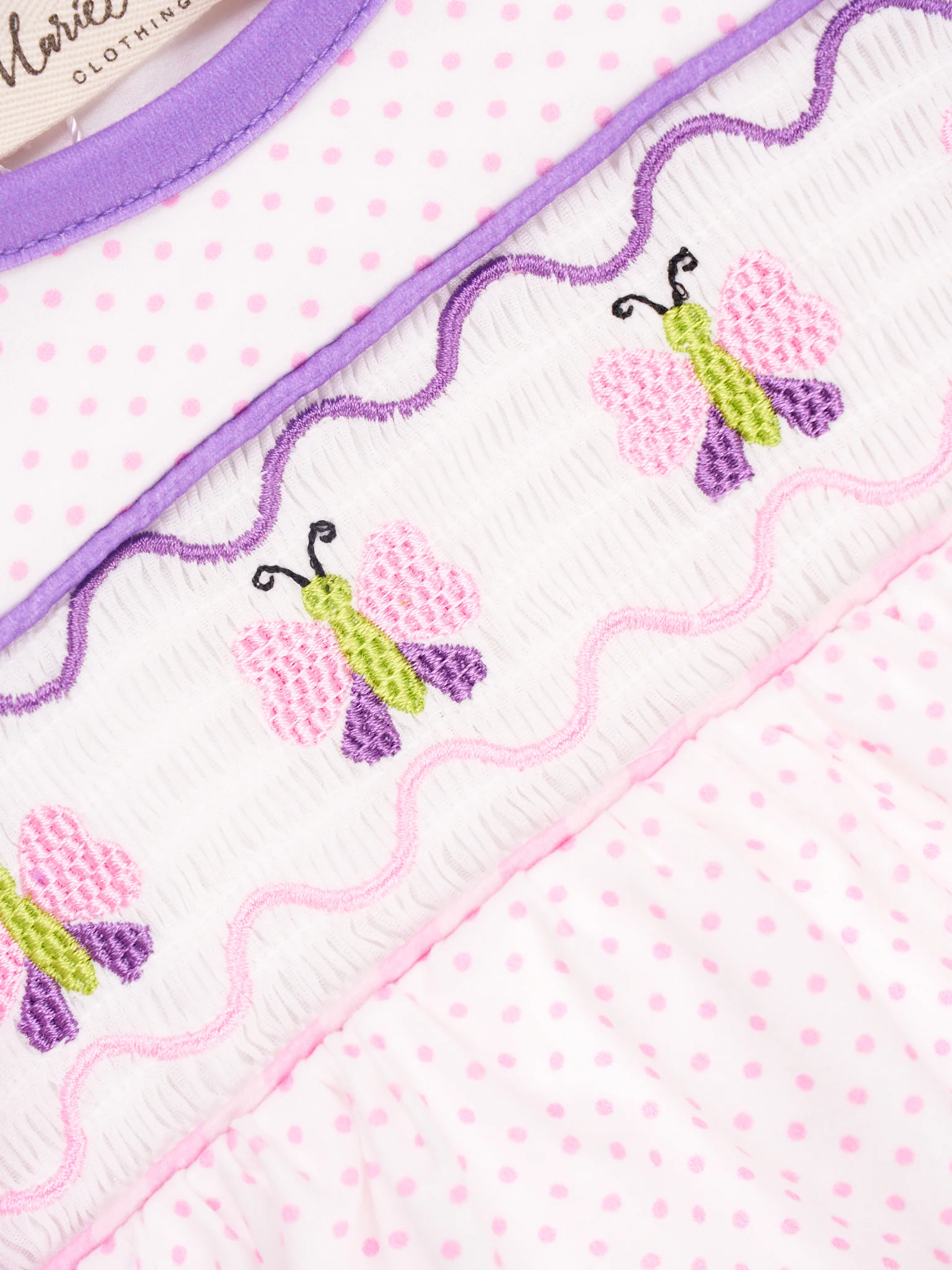 Smocked Butterfly Polka Dot Ruffle Dress - Image 3