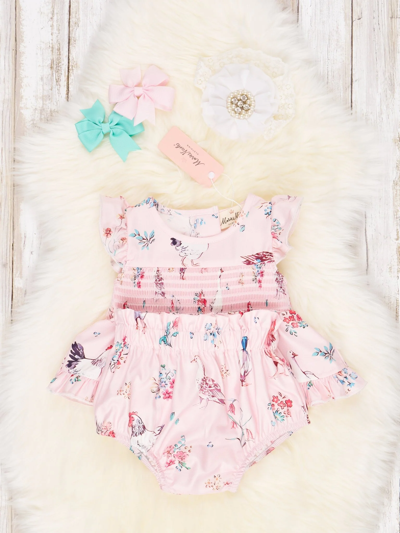 Smocked Chicken Ruffle Bloomers Outfit - Image 2