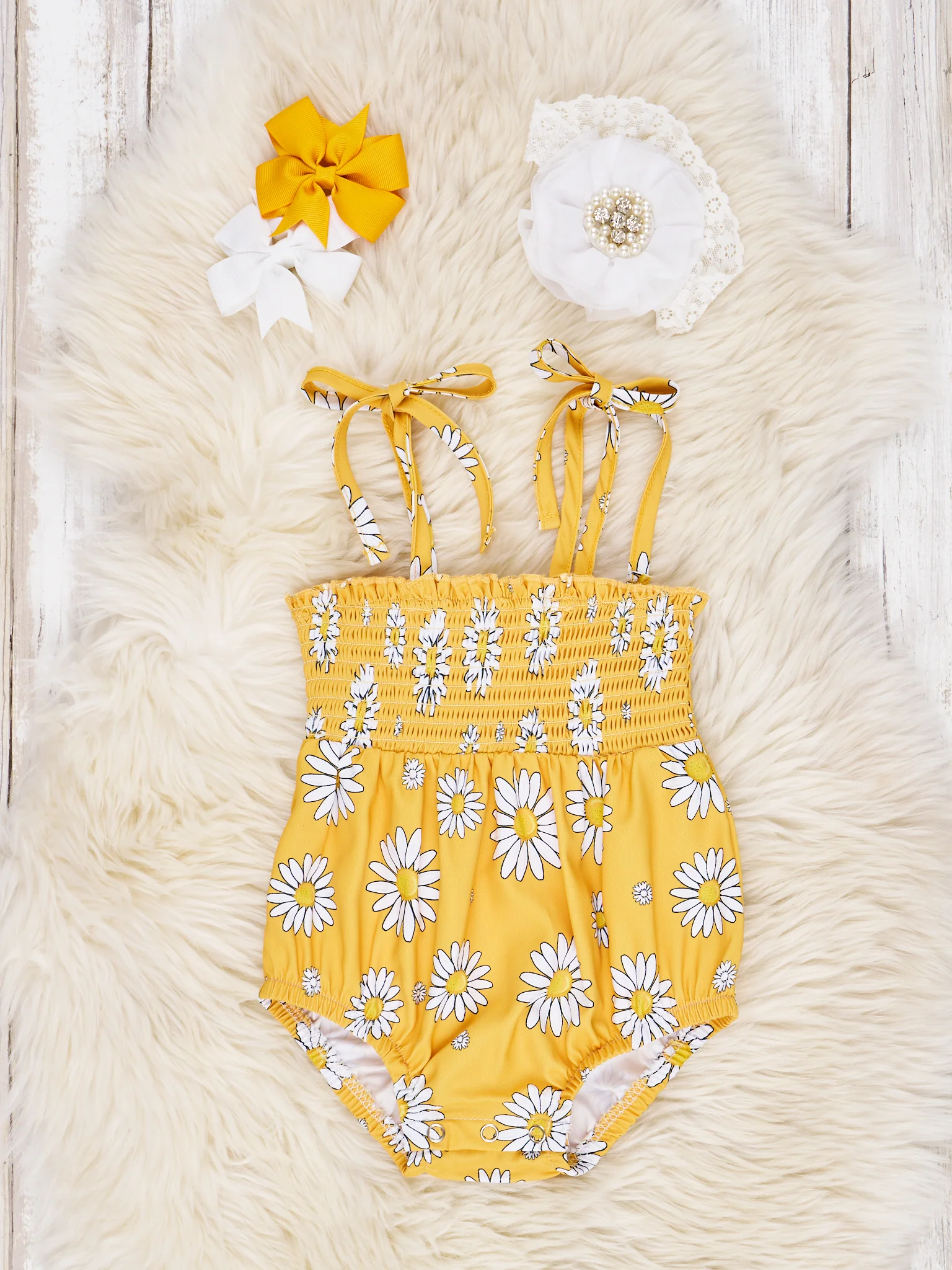 Smocked Daisy Tie Romper