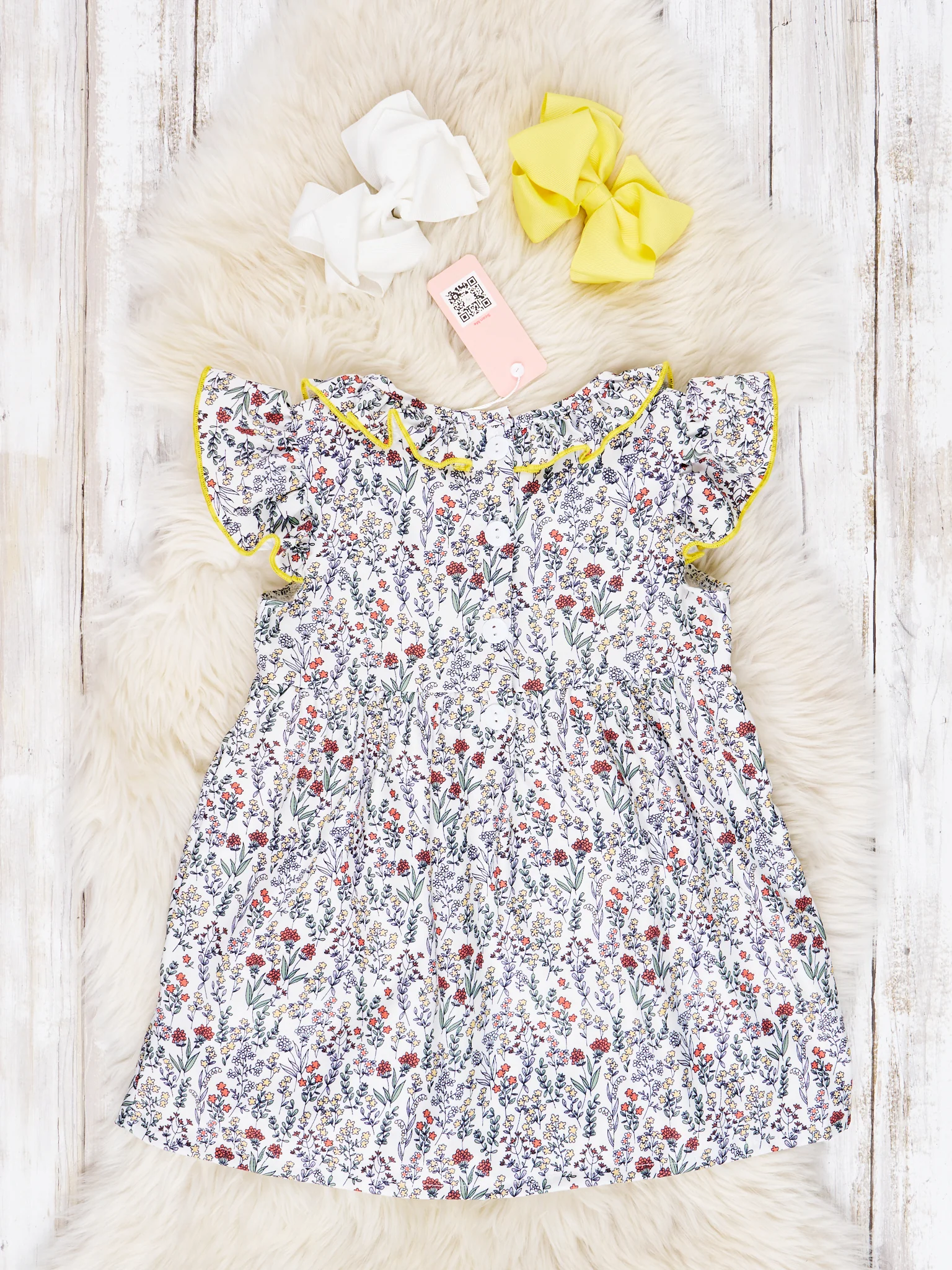 Smocked Ditsy Floral Ruffle Dress - Image 2