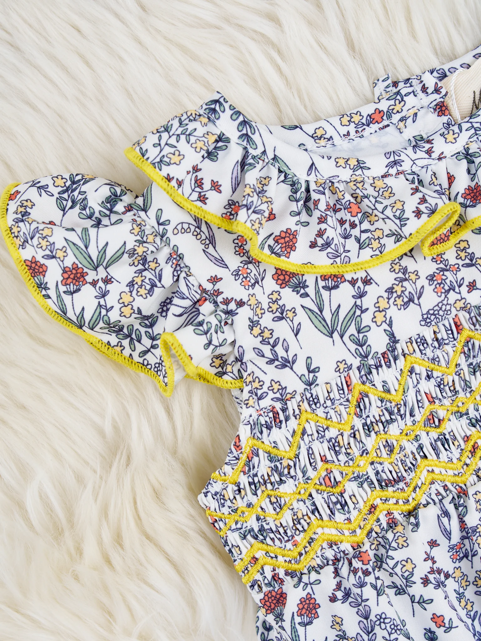 Smocked Ditsy Floral Ruffle Dress - Image 3