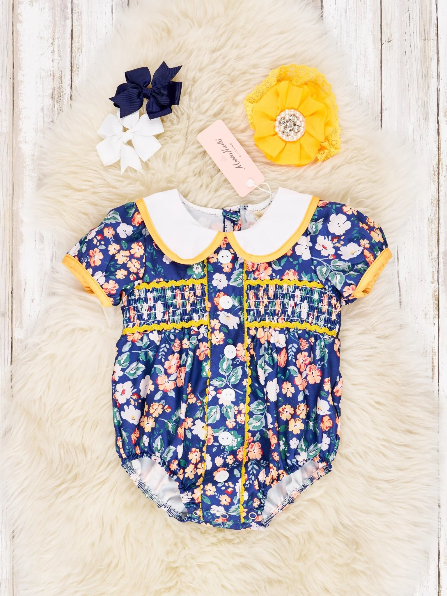 Smocked Ditsy Floral Vintage Romper
