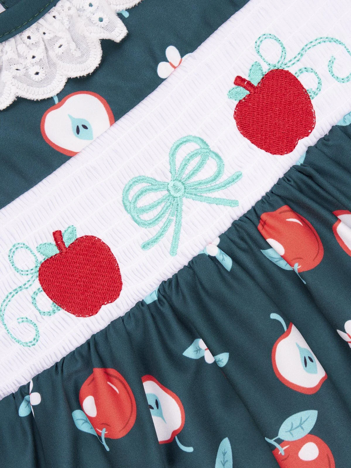 Smocked Elegant Apple Ruffle Dress - Image 3