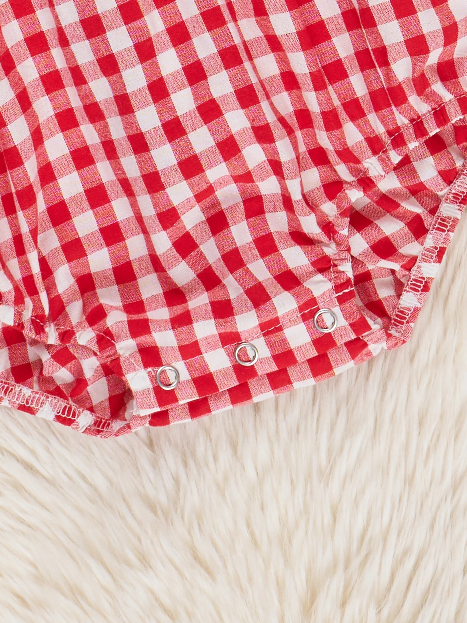 Smocked Embroidered Gingham Barnyard Bubble Romper - Image 3