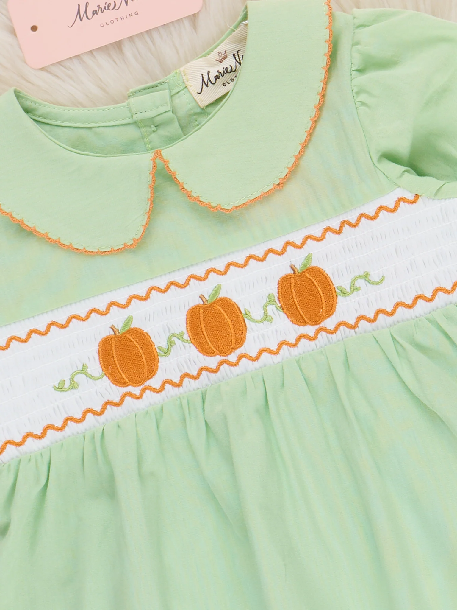 Smocked Embroidered Sweet Pea Pumpkin Bloomers Outfit - Image 4
