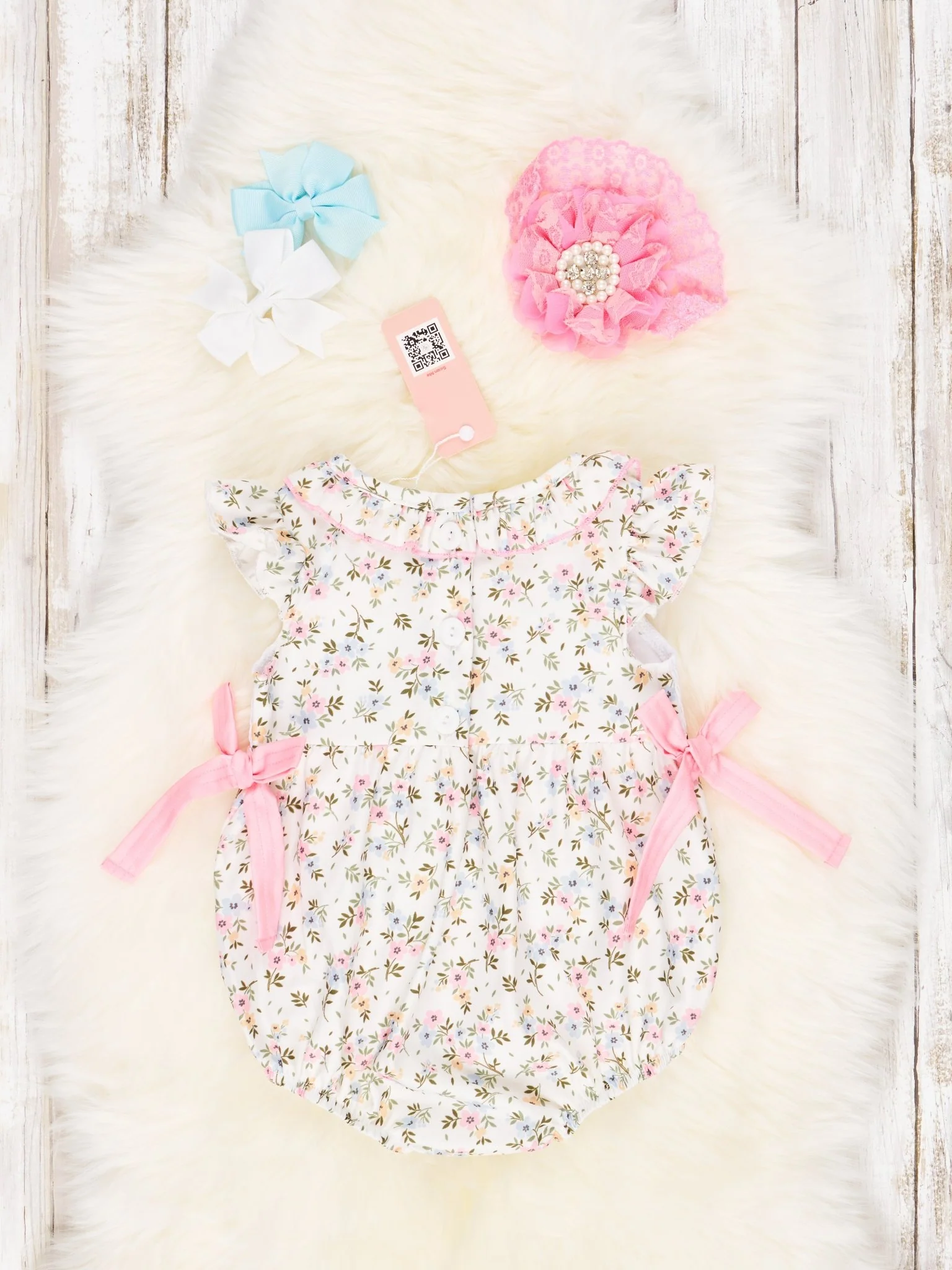 Smocked Floral "I Love Grandma" Ruffle Romper - Image 2