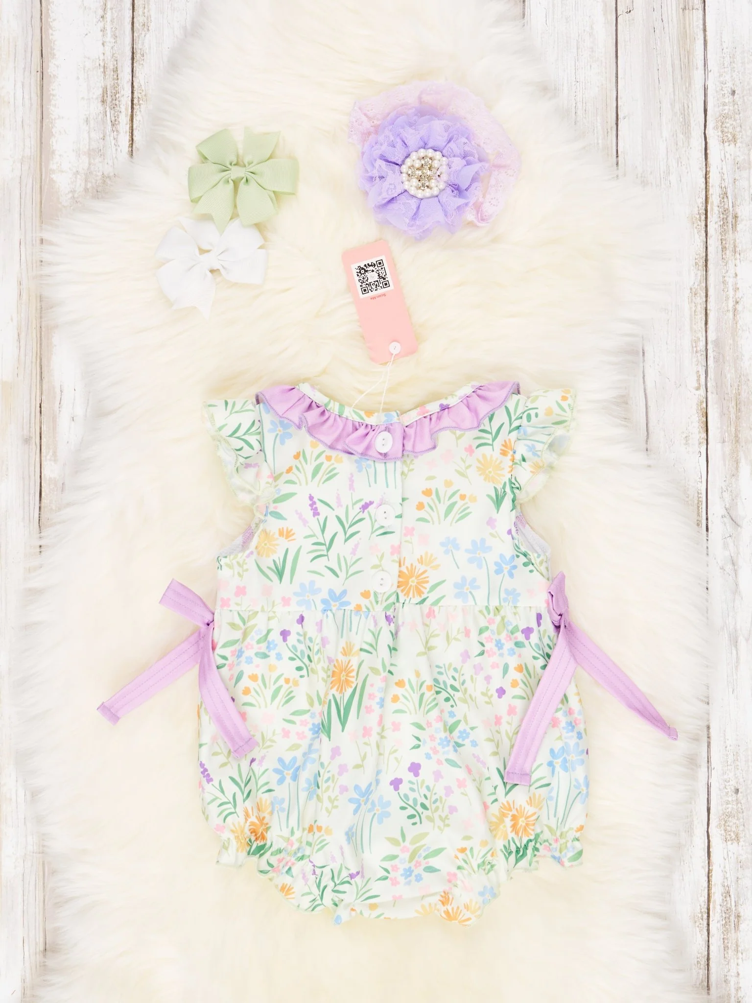 Smocked Floral "Mama's Girl" Ruffle Romper - Image 2
