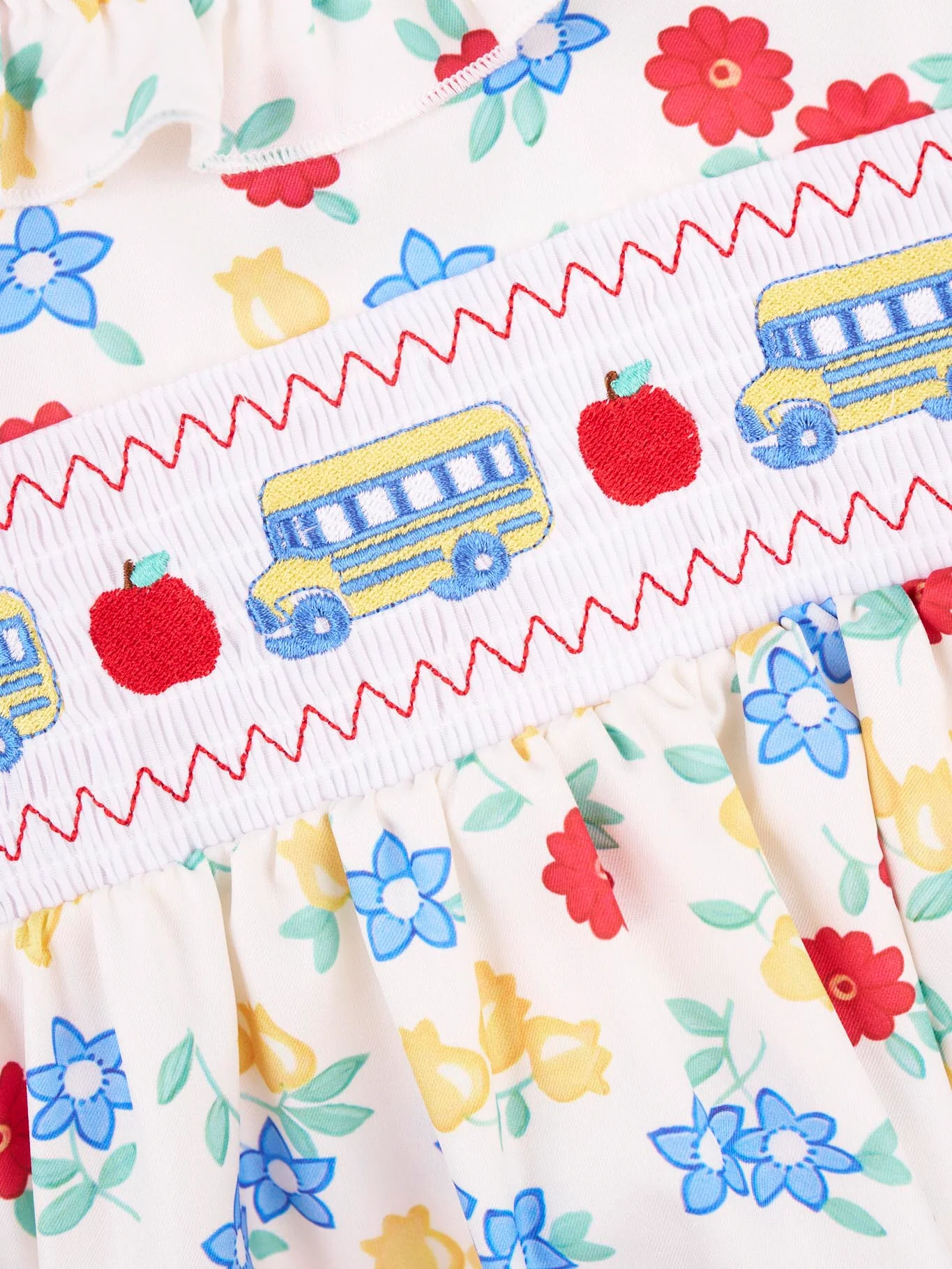 Smocked Floral School Bus Ruffle Outfit - Image 4