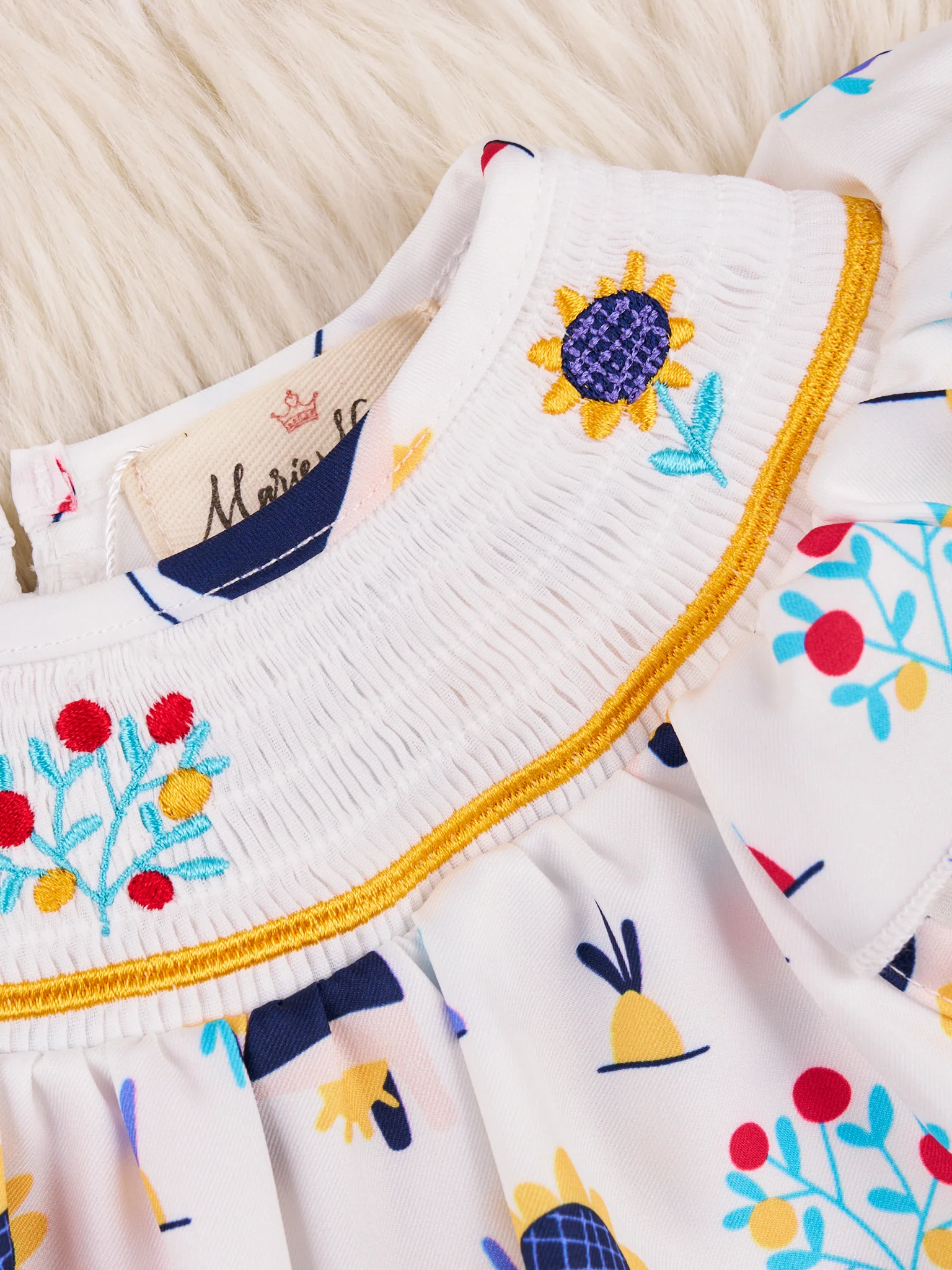 Smocked Happy Cow Ruffle Dress - Image 3