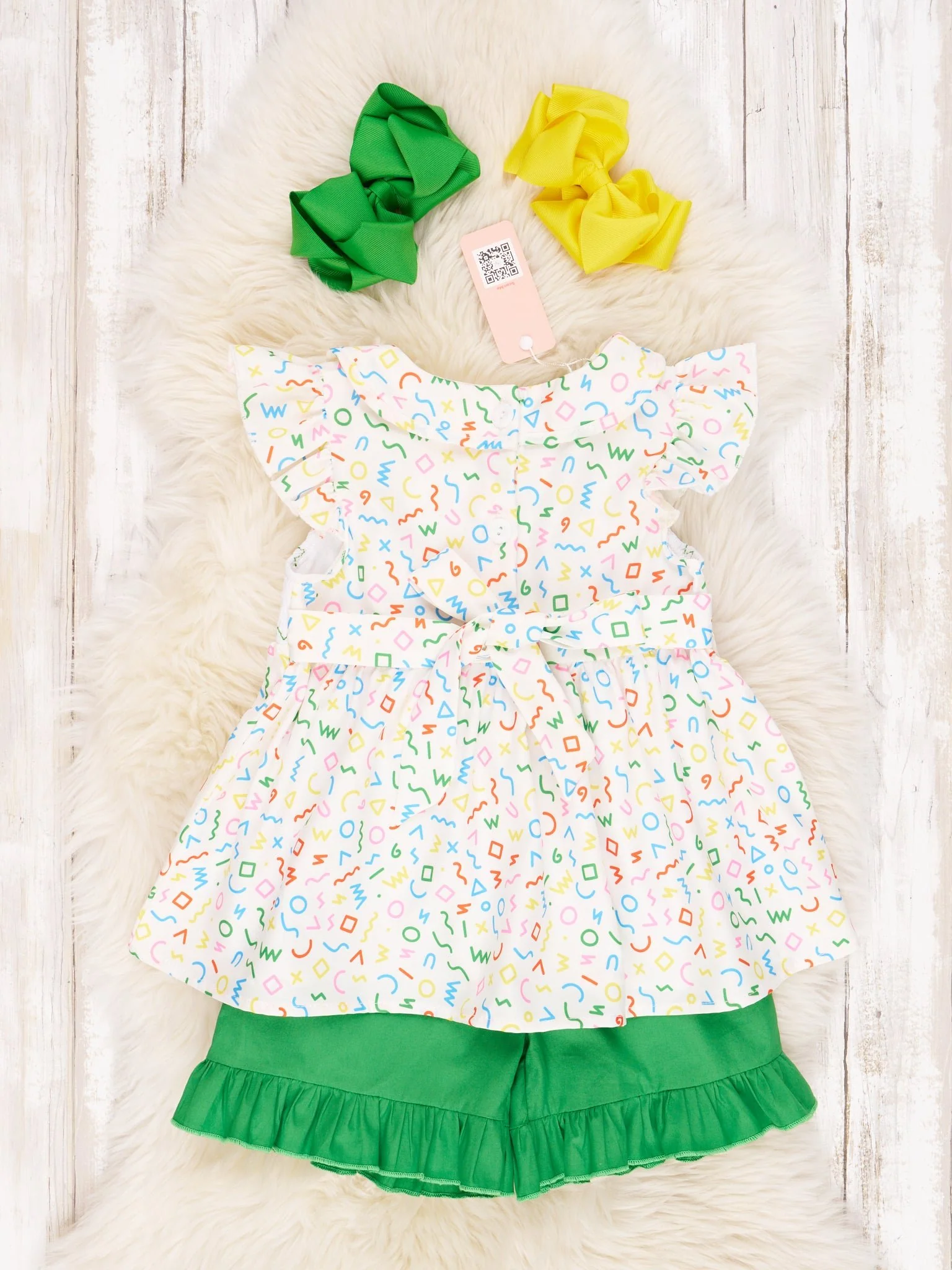 Smocked Letters Vintage Tie Outfit - Image 3