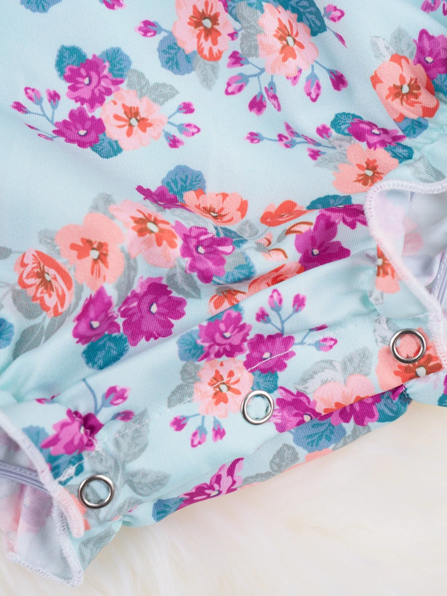 Smocked Orange Floral Ruffle Bubble Romper - Image 3