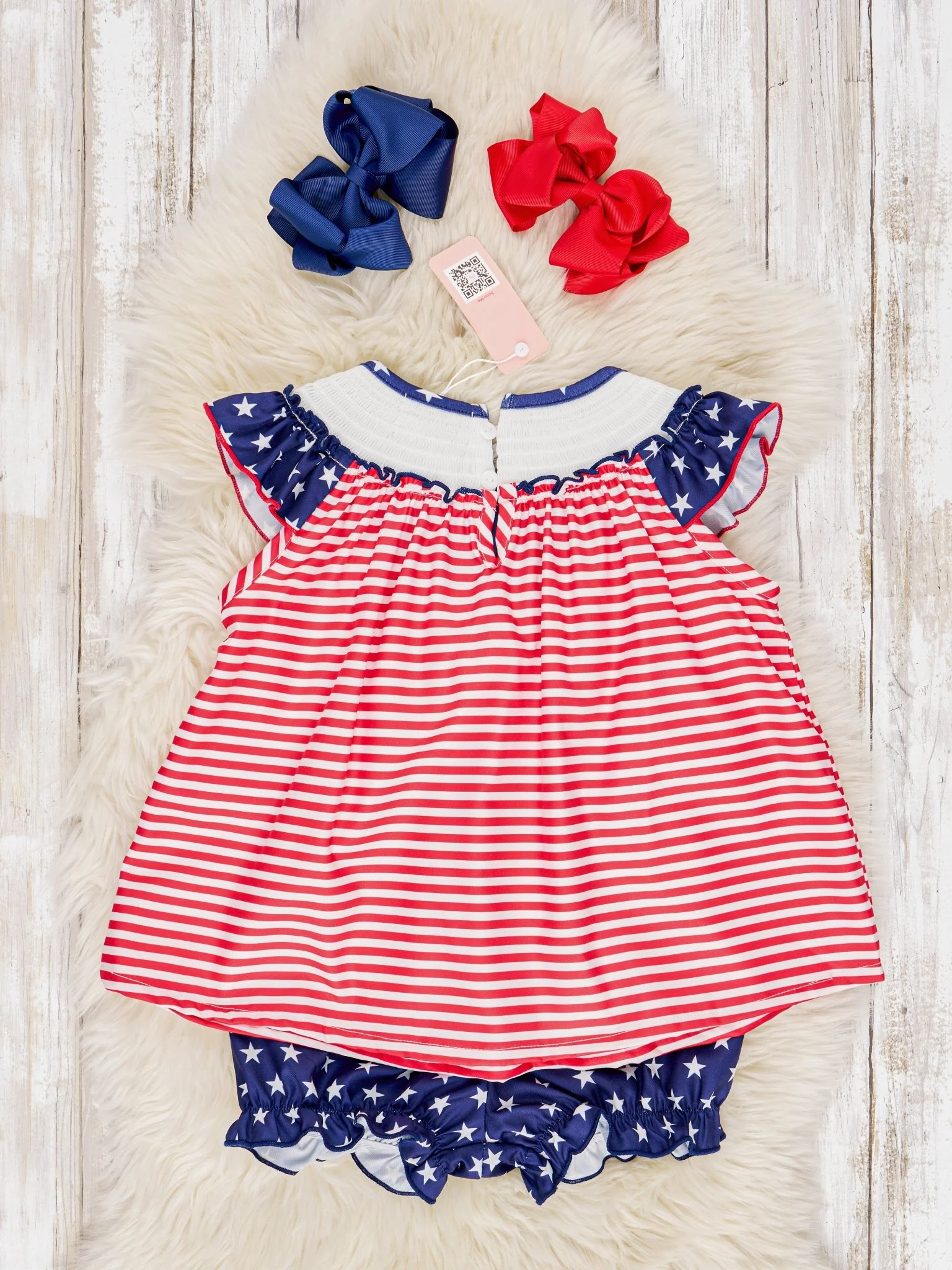 Smocked Patriotic Anchor Ruffle Outfit - Image 3