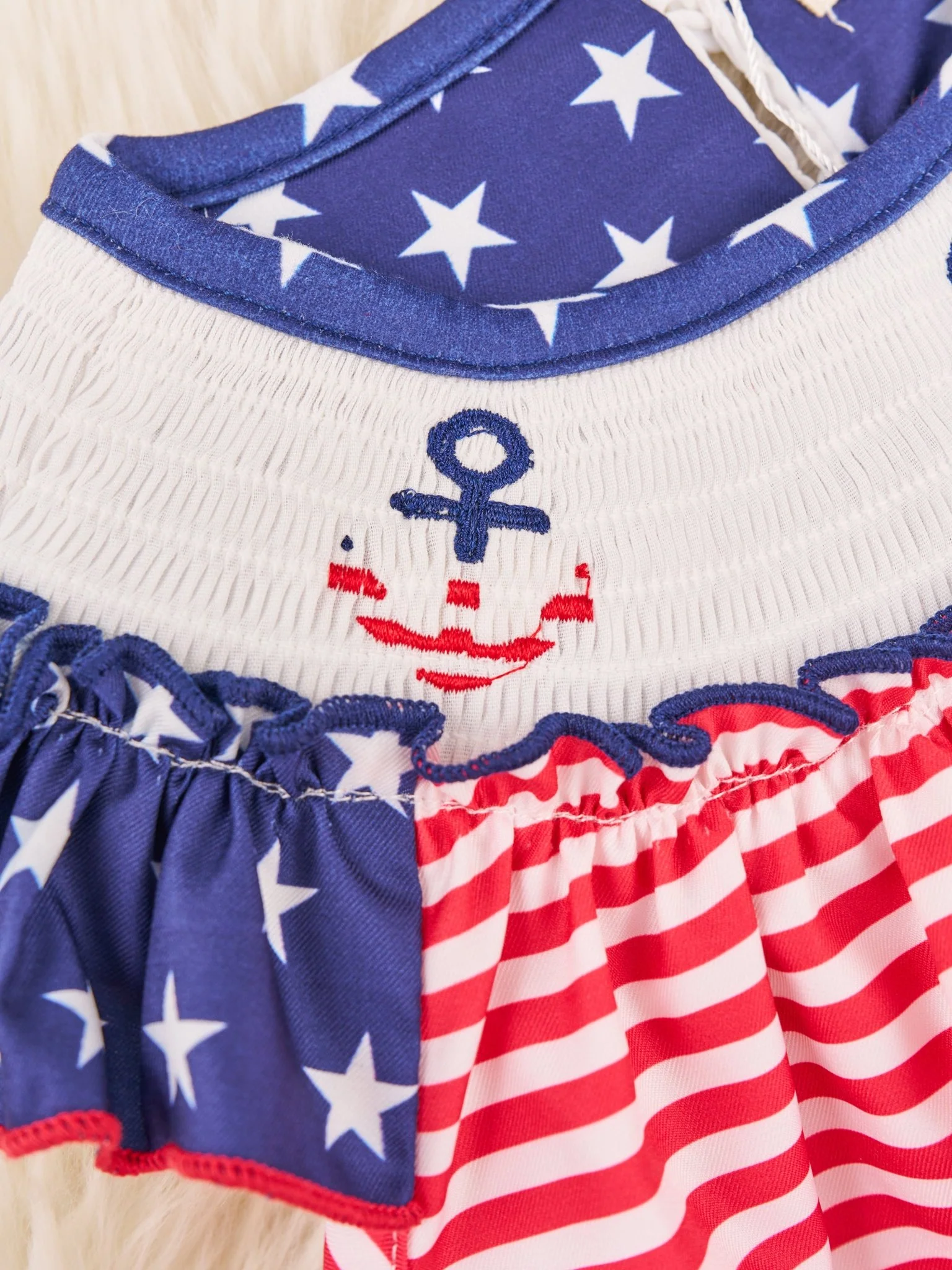 Smocked Patriotic Anchor Ruffle Outfit - Image 4