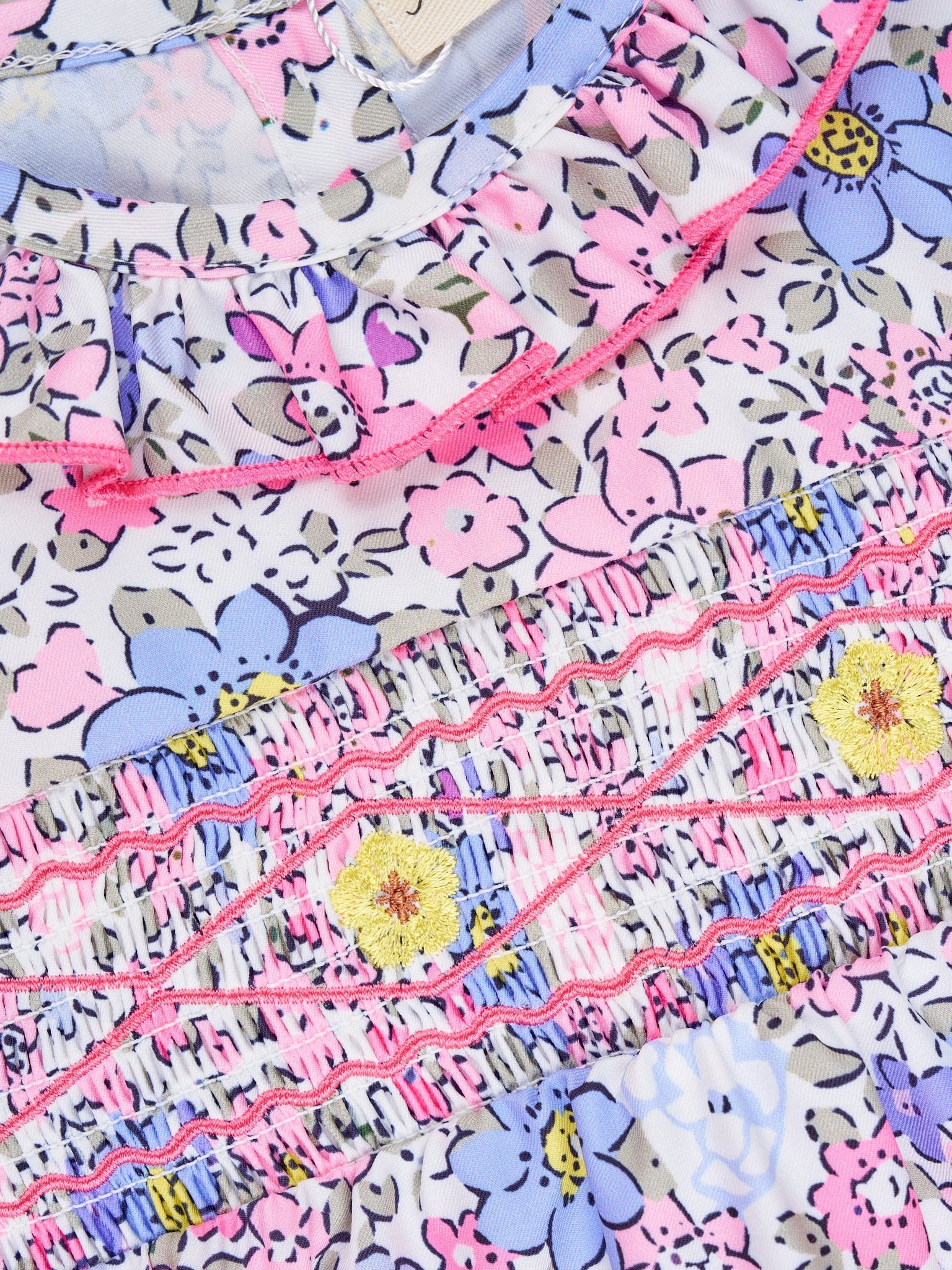 Smocked Pink Floral Ruffle Tank Romper - Image 3