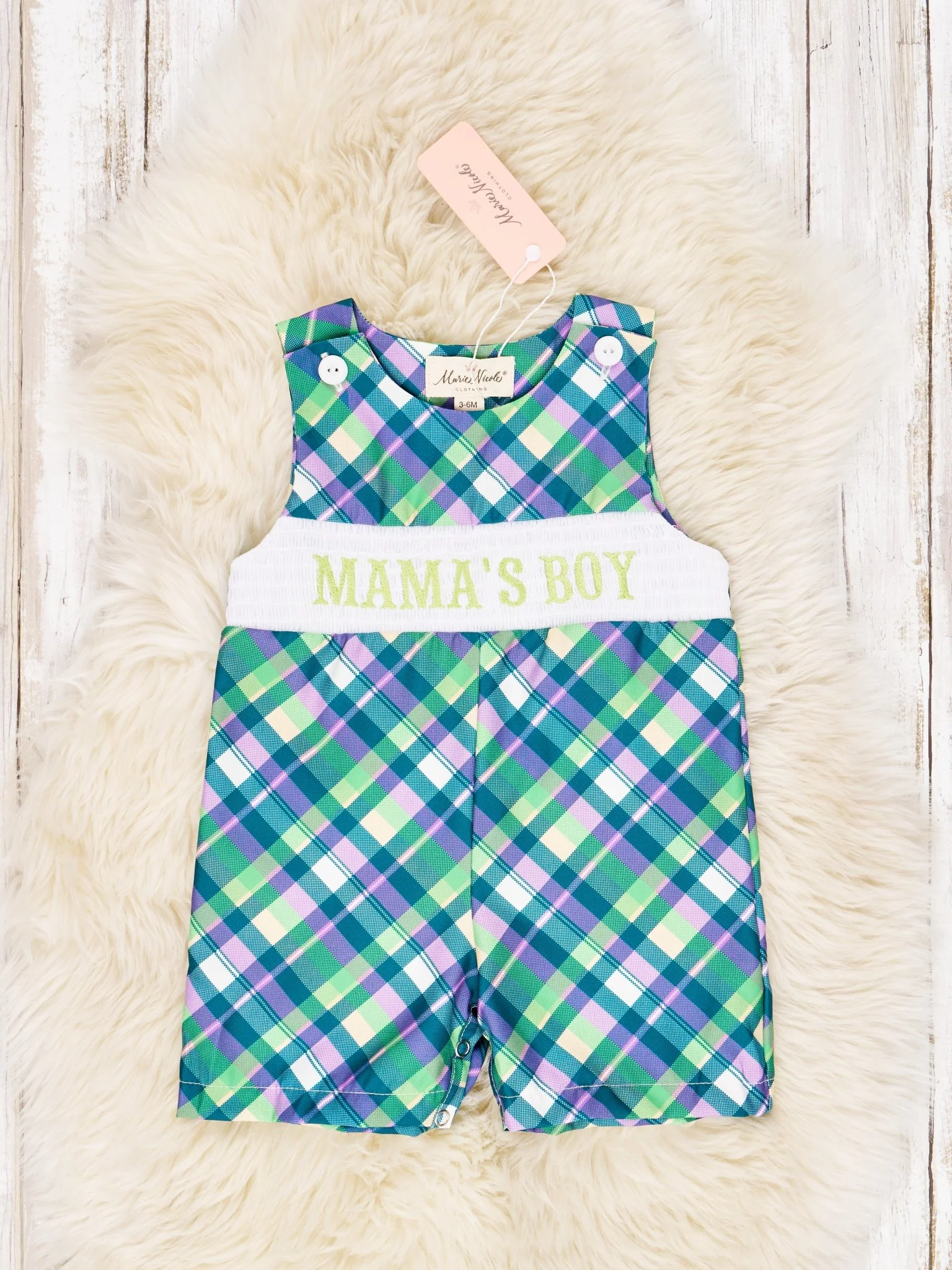 Smocked Plaid "Mama's Boy" Johnny