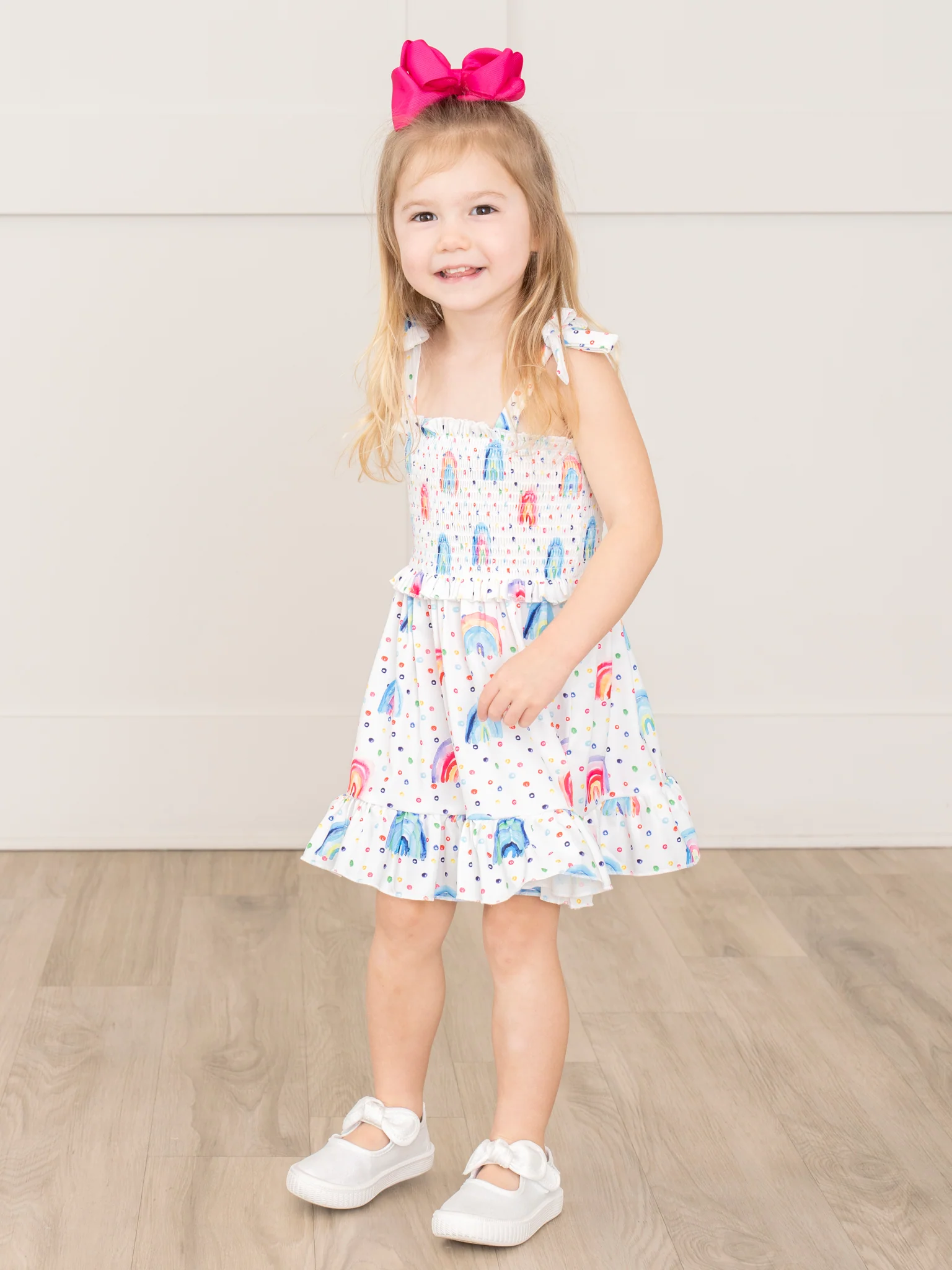 Smocked Rainbow Dreams Tie Dress - Image 5