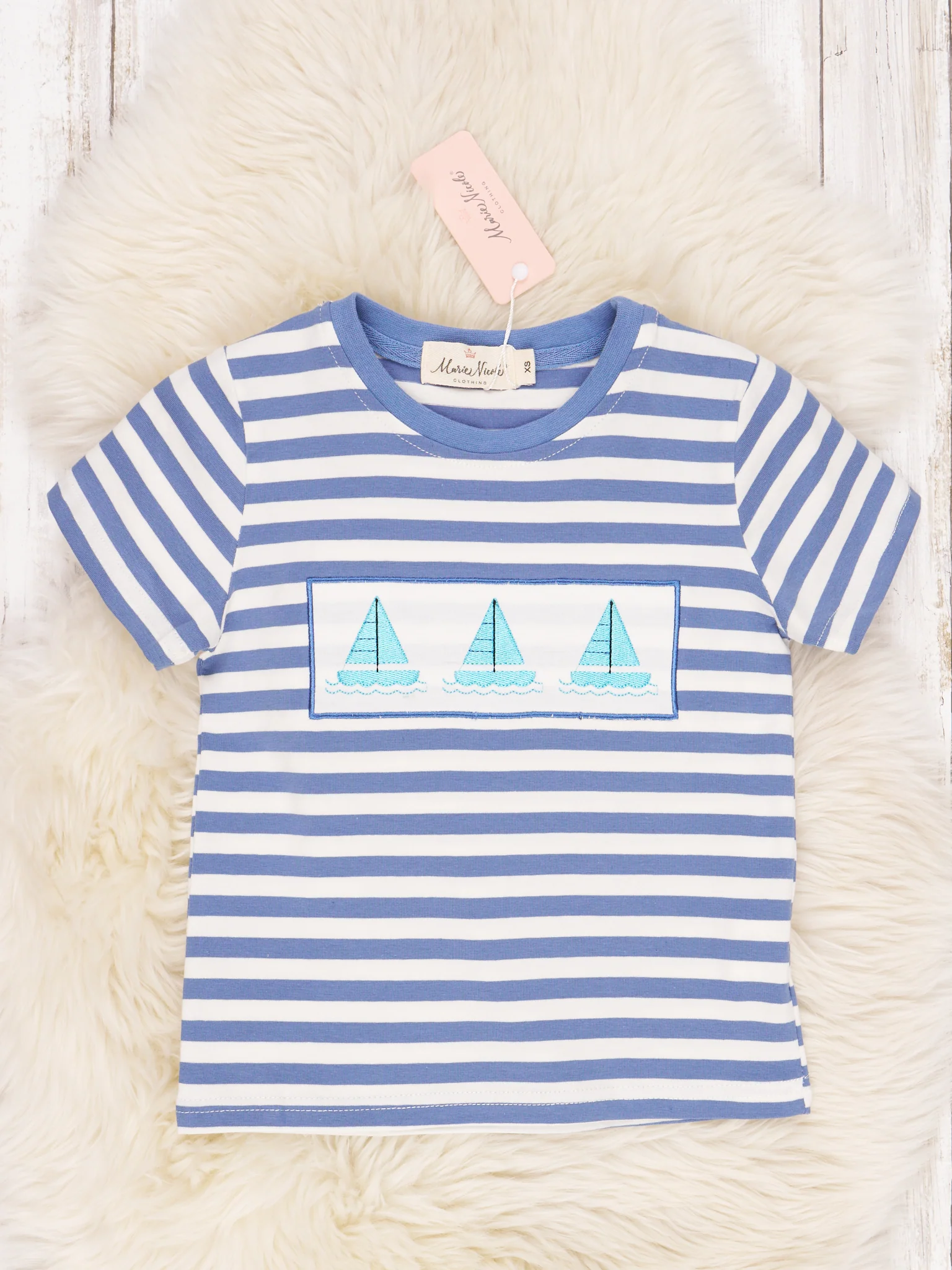 Smocked Stripe Sail Boat Shirt