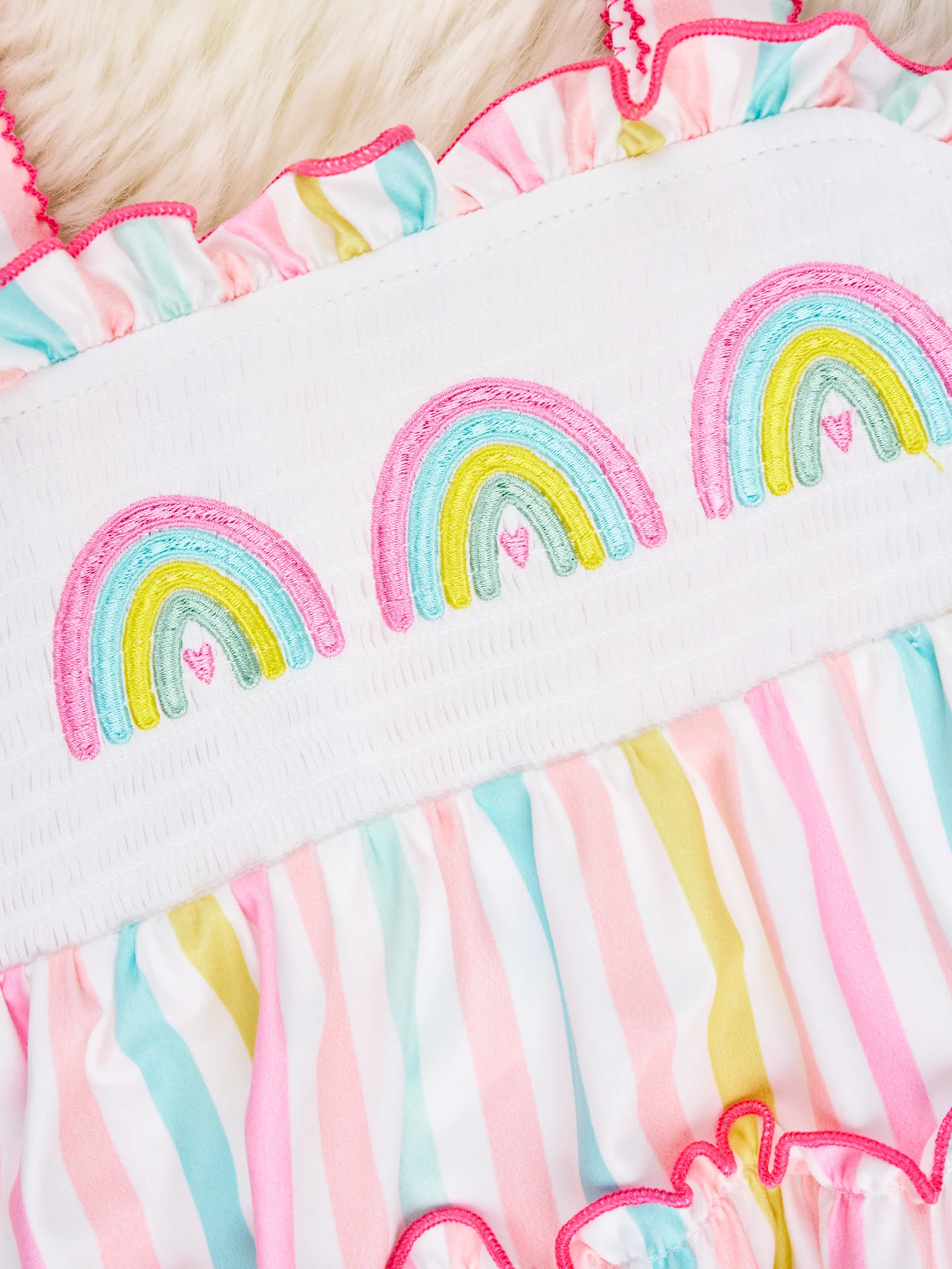 Smocked Striped Rainbow Tank Dress - Image 2