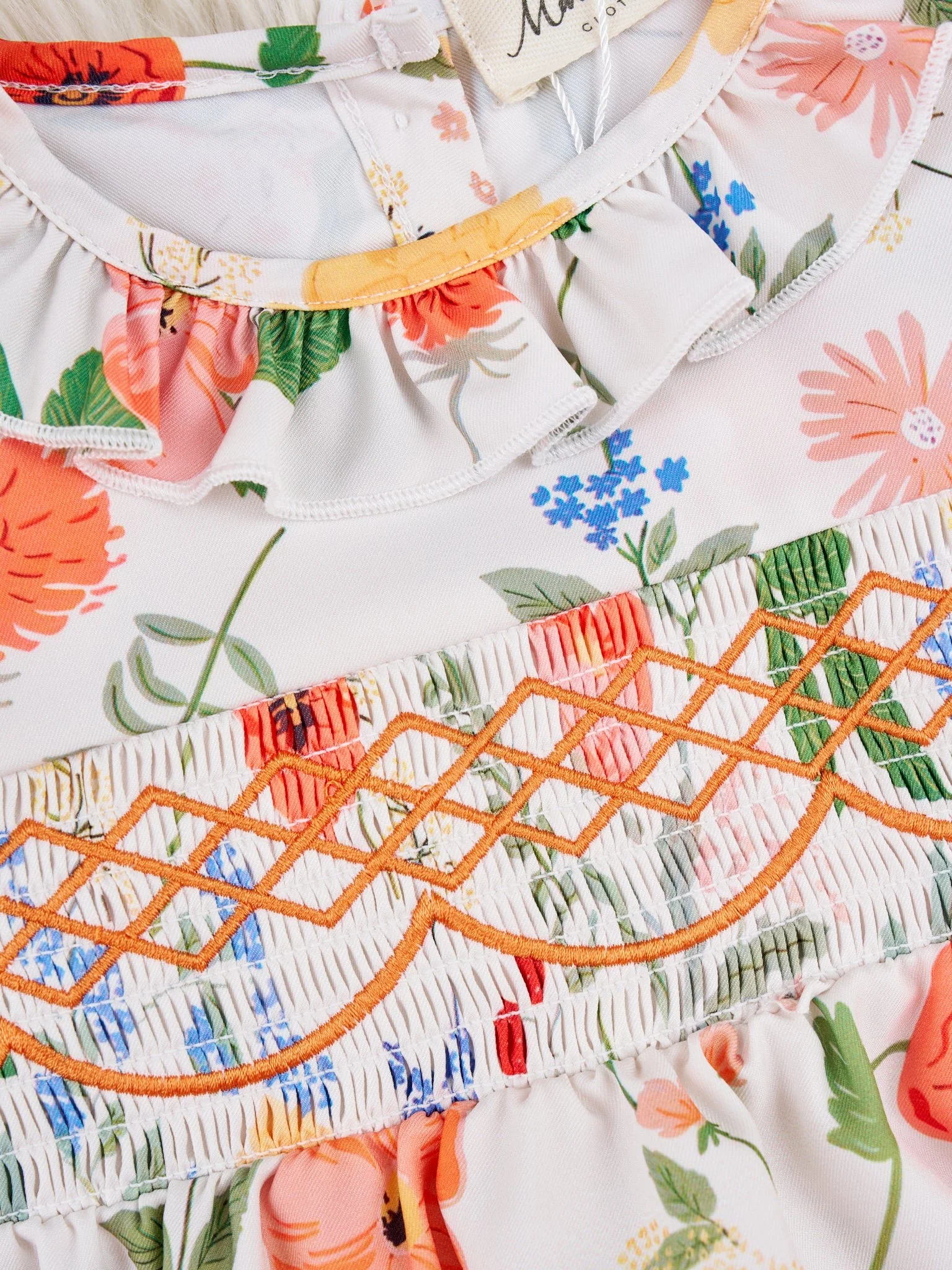 Smocked Summer Botanical Ruffle Dress - Image 4