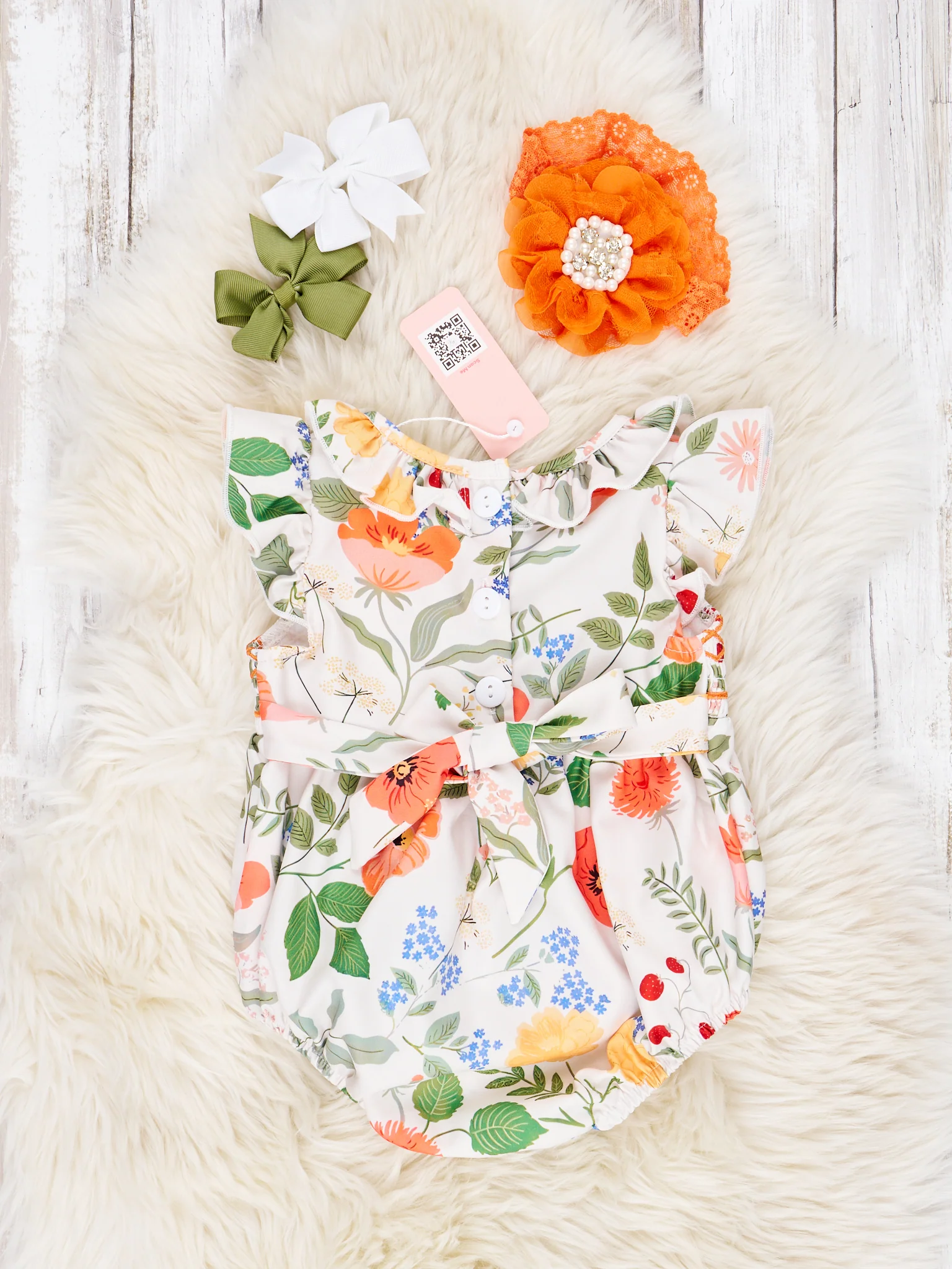 Smocked Summer Botanical Ruffle Romper - Image 2