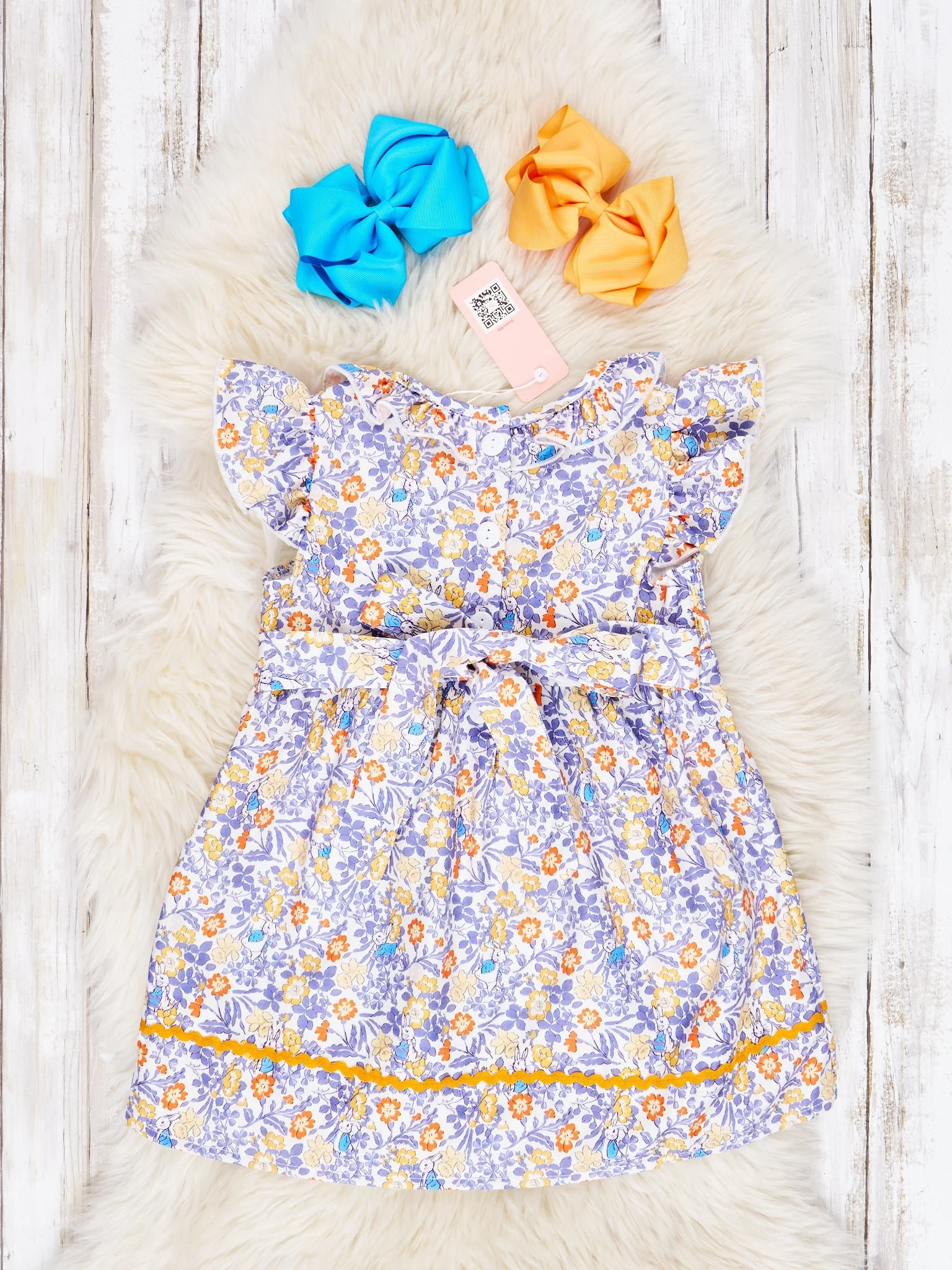 Smocked Yellow Floral Tie Ruffle Dress - Image 2