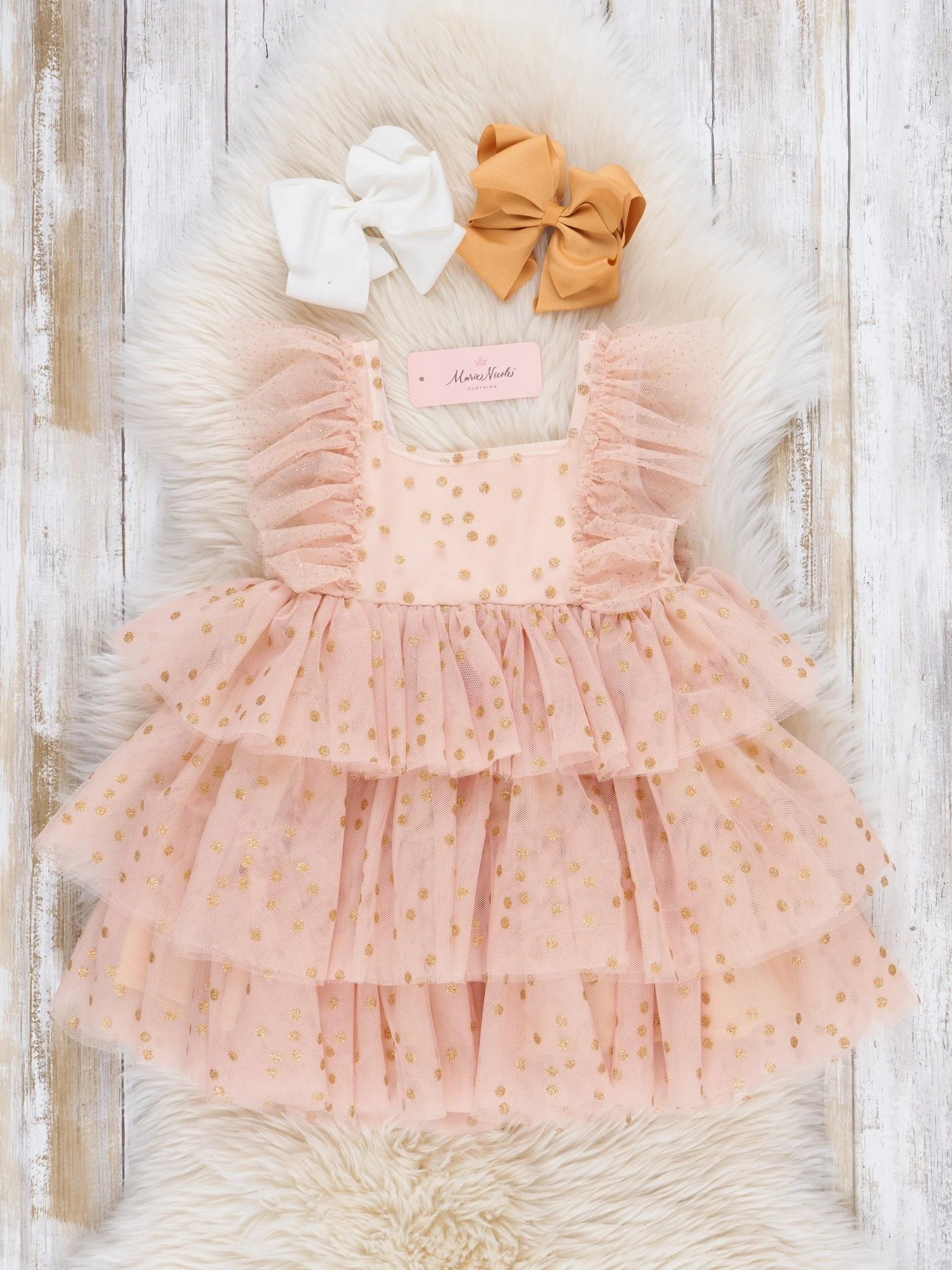 Soft Blush Sparkle Tiered Tulle Dress - Image 2
