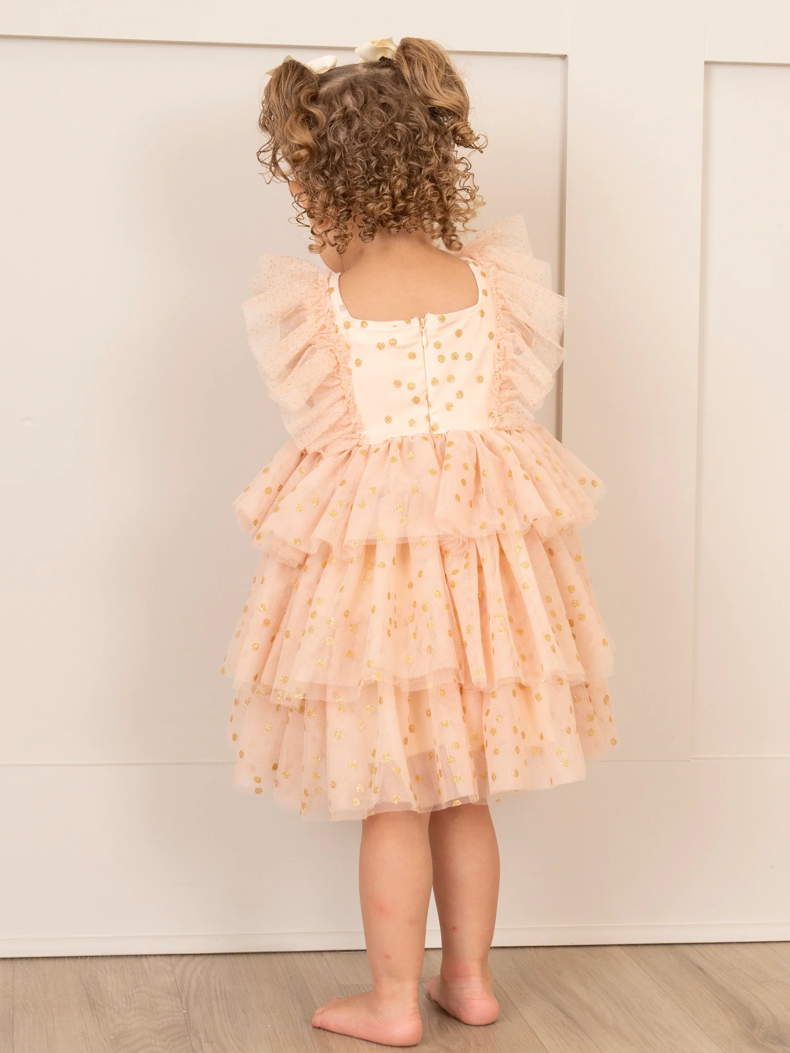 Soft Blush Sparkle Tiered Tulle Dress - Image 4