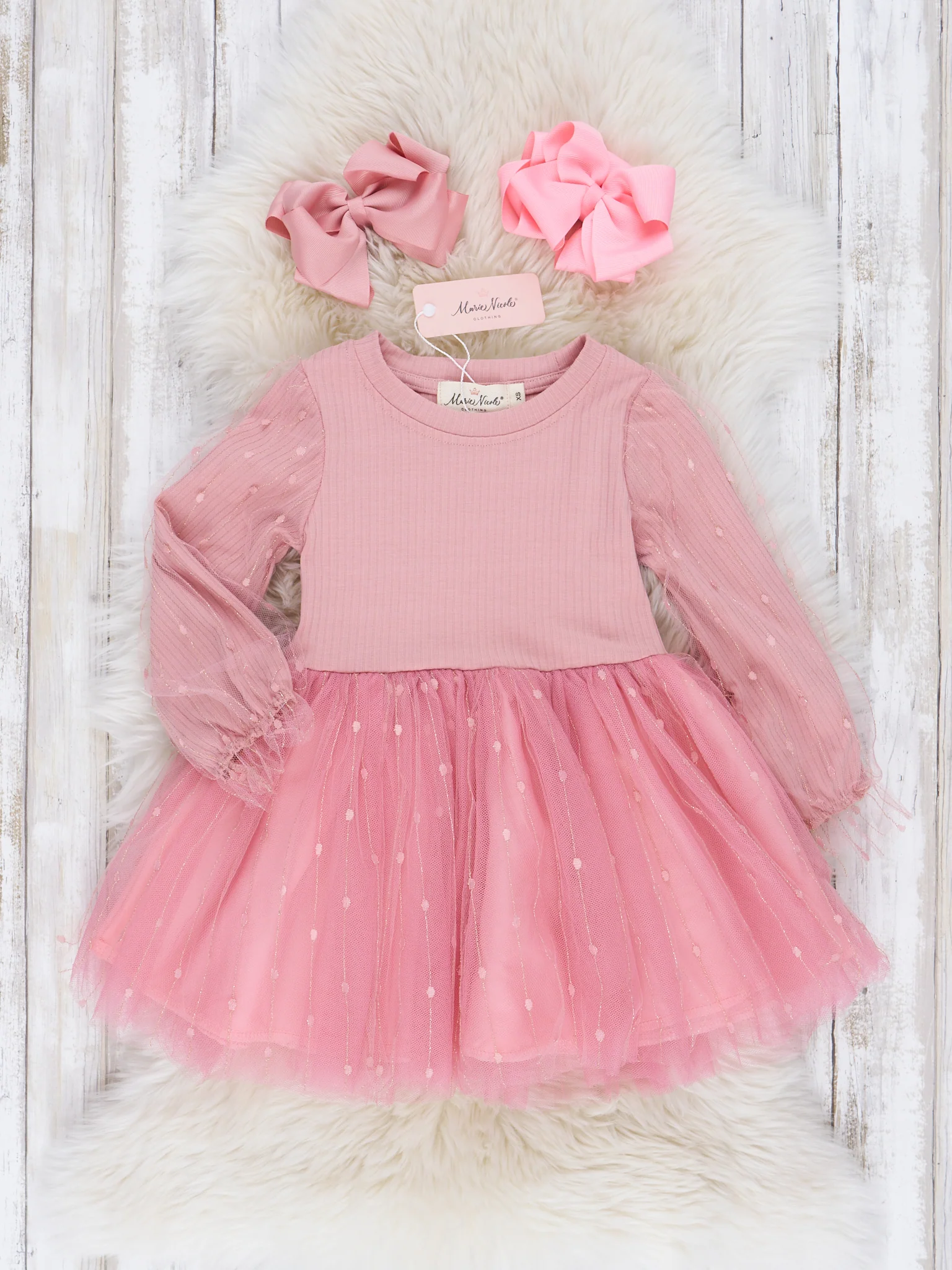 Soft Blush Swiss Dot Tulle Dress