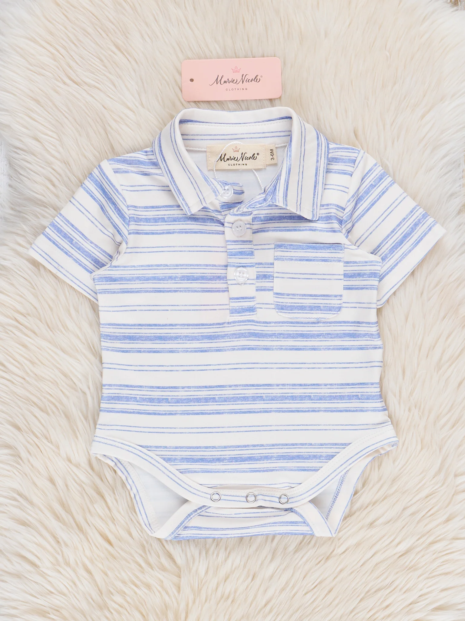 Soft Classic Stripes Button Up Bubble Romper
