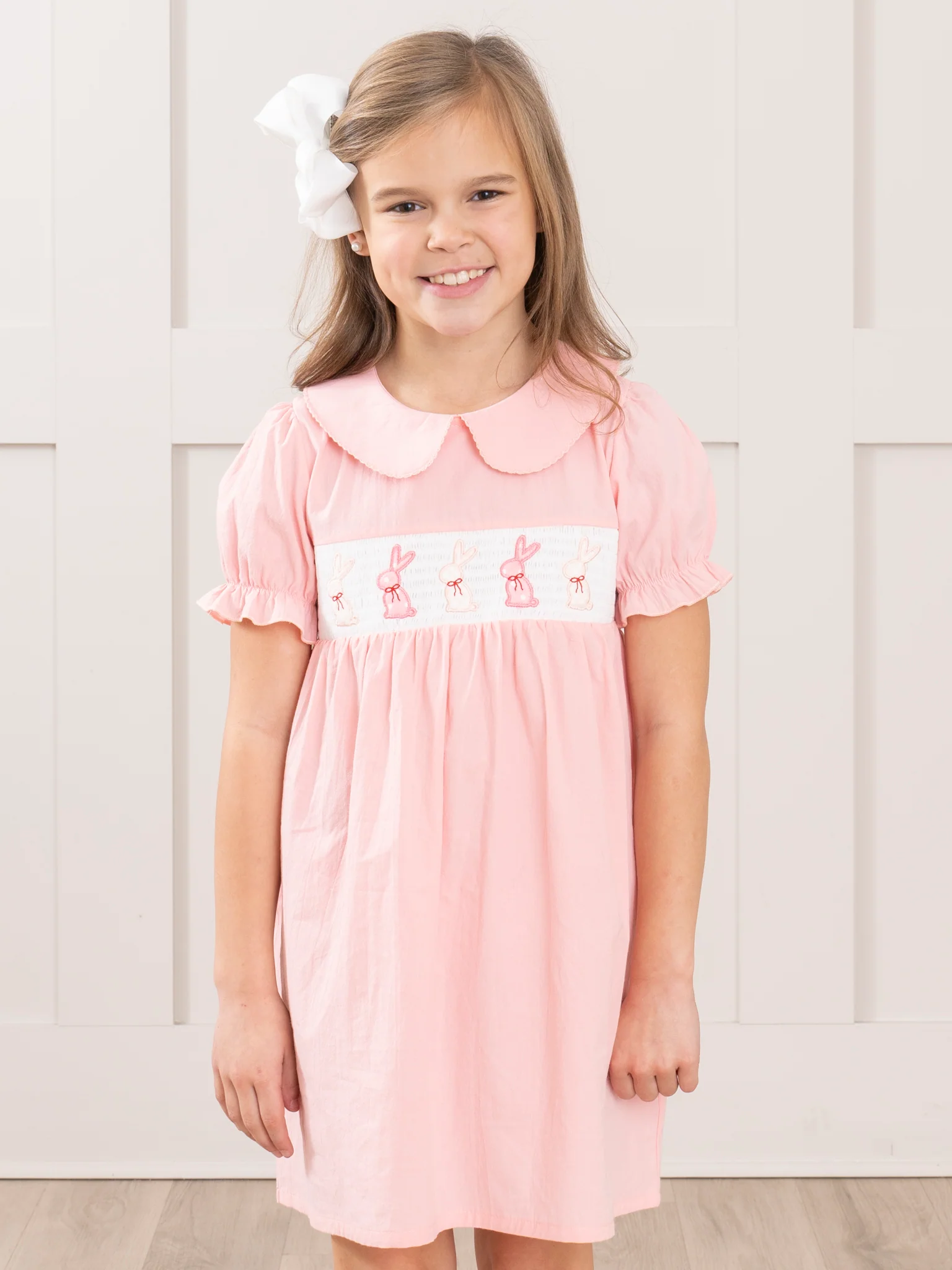 Soft Pink Smocked Bunny Dress