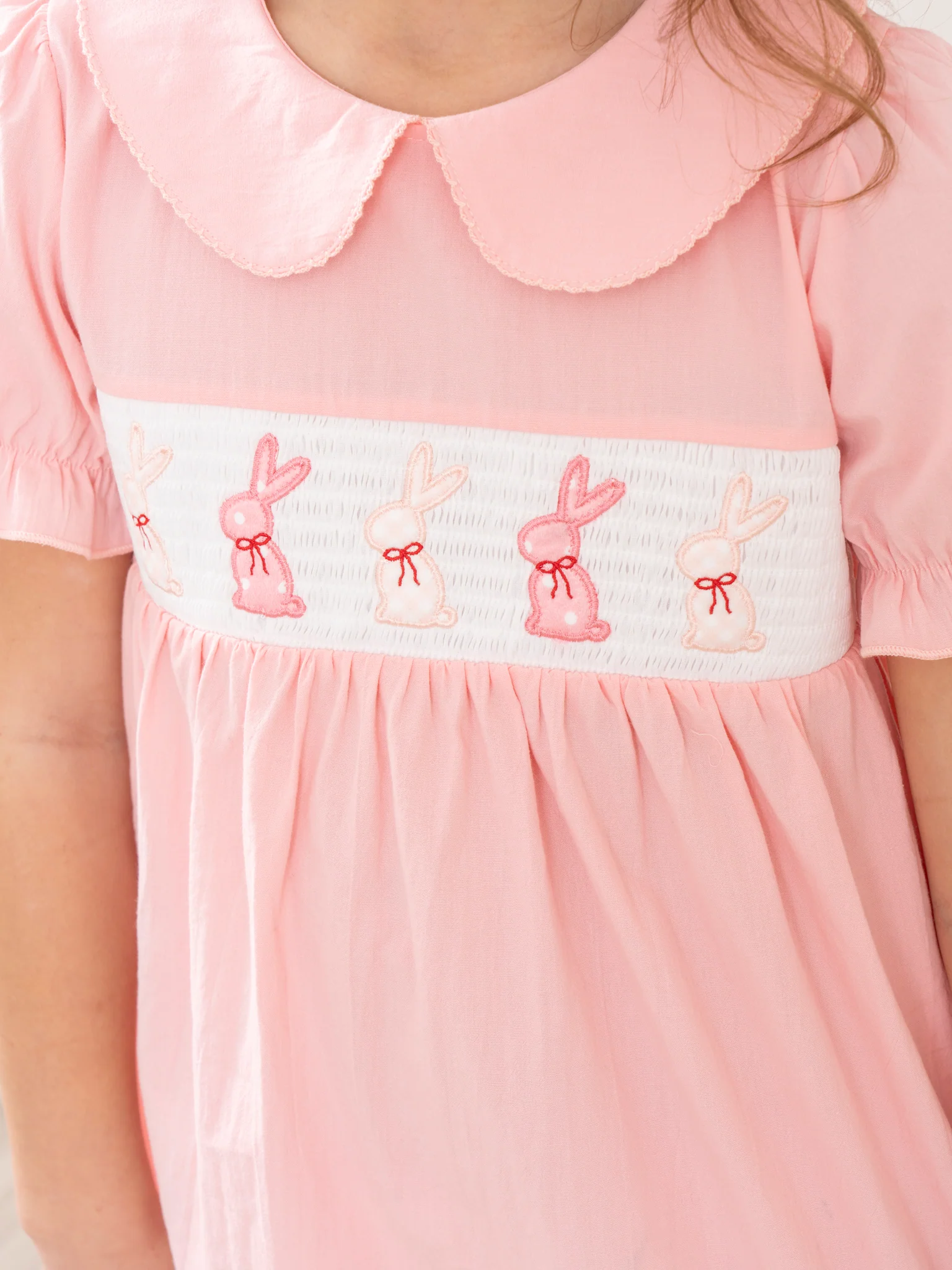 Soft Pink Smocked Bunny Dress - Image 3