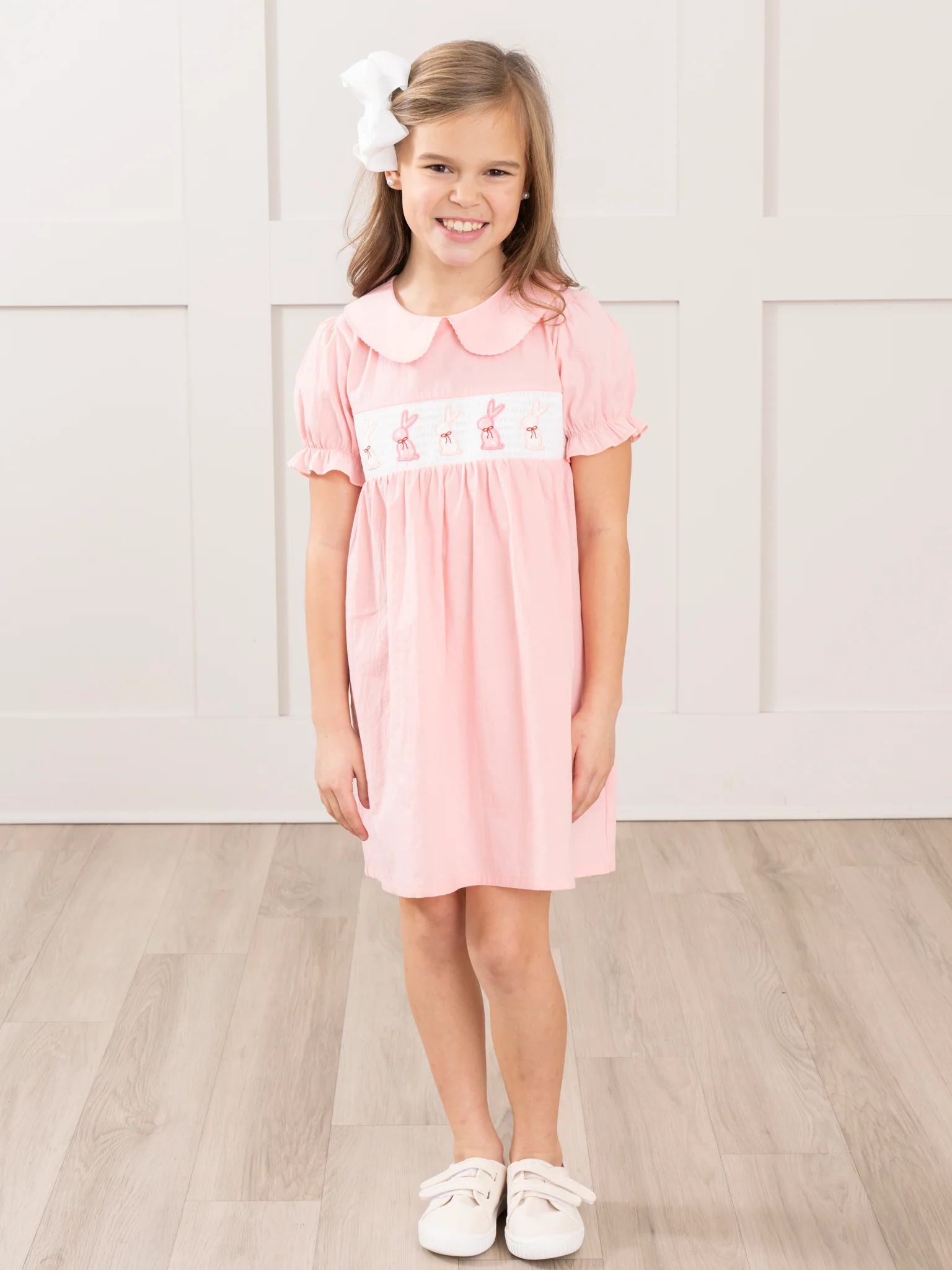 Soft Pink Smocked Bunny Dress - Image 4