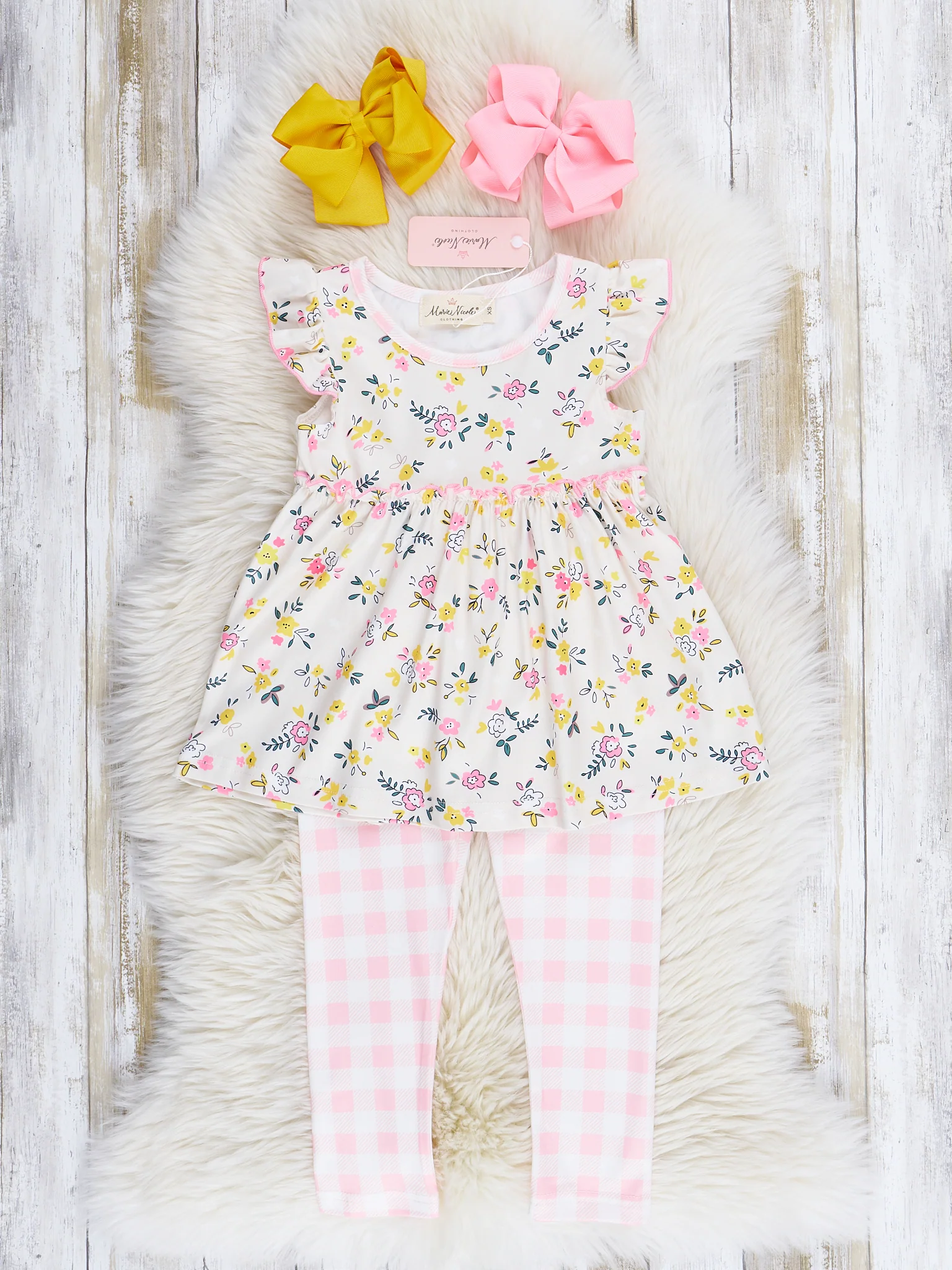 Soft Pink & Yellow Prairie Blooms Outfit - Image 2