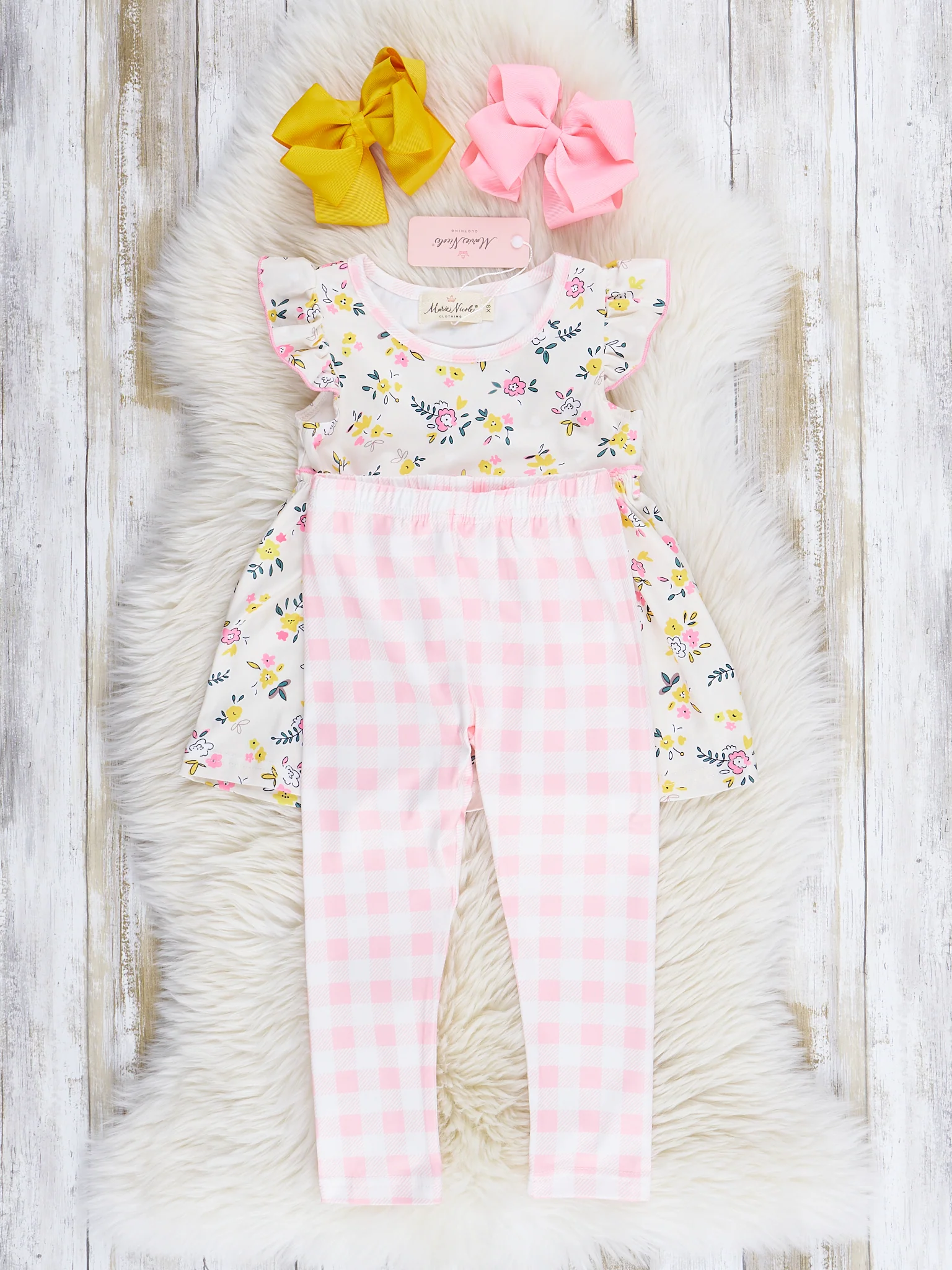 Soft Pink & Yellow Prairie Blooms Outfit - Image 3