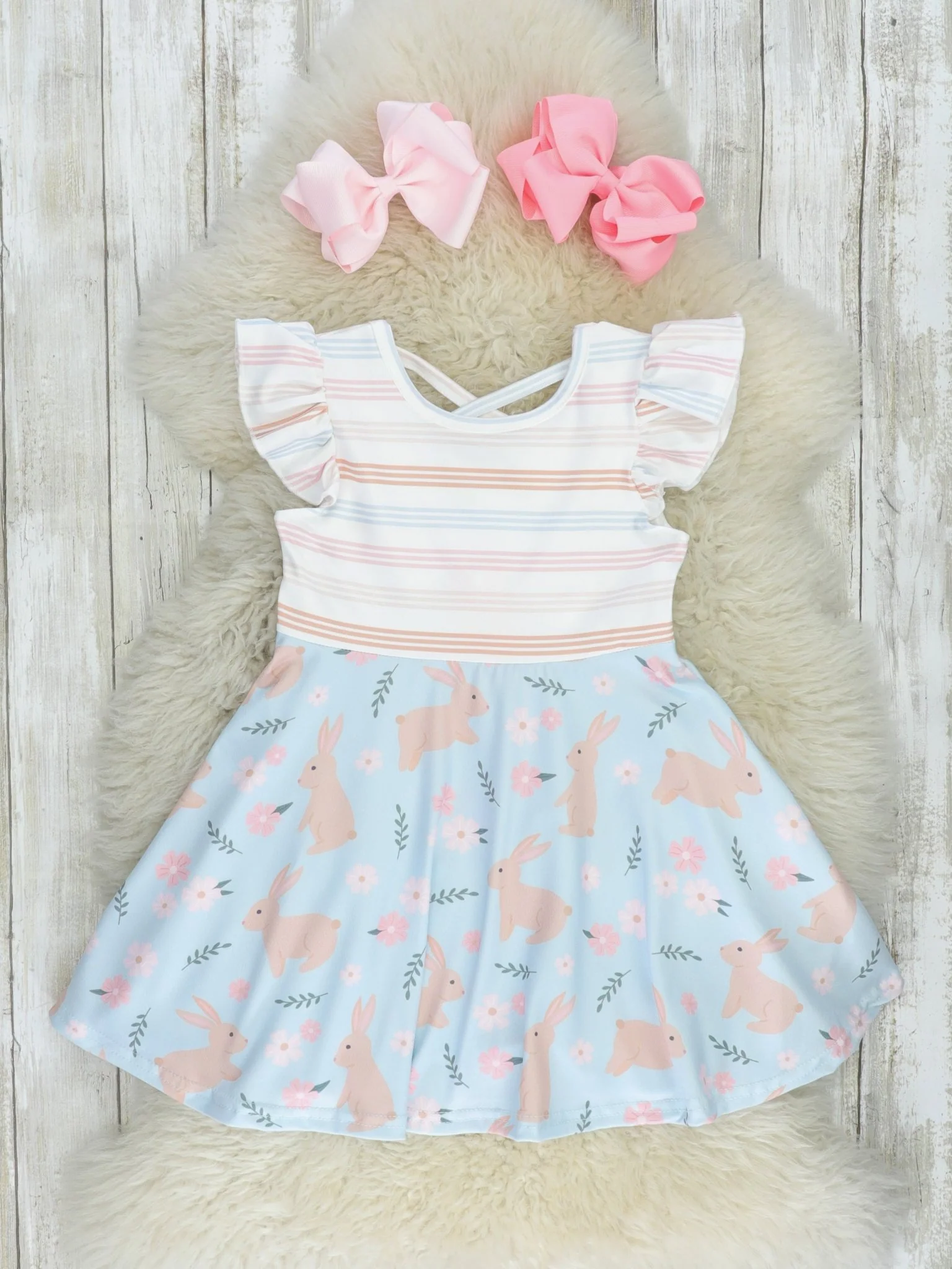 Soft Stripes & Bunnies Dress