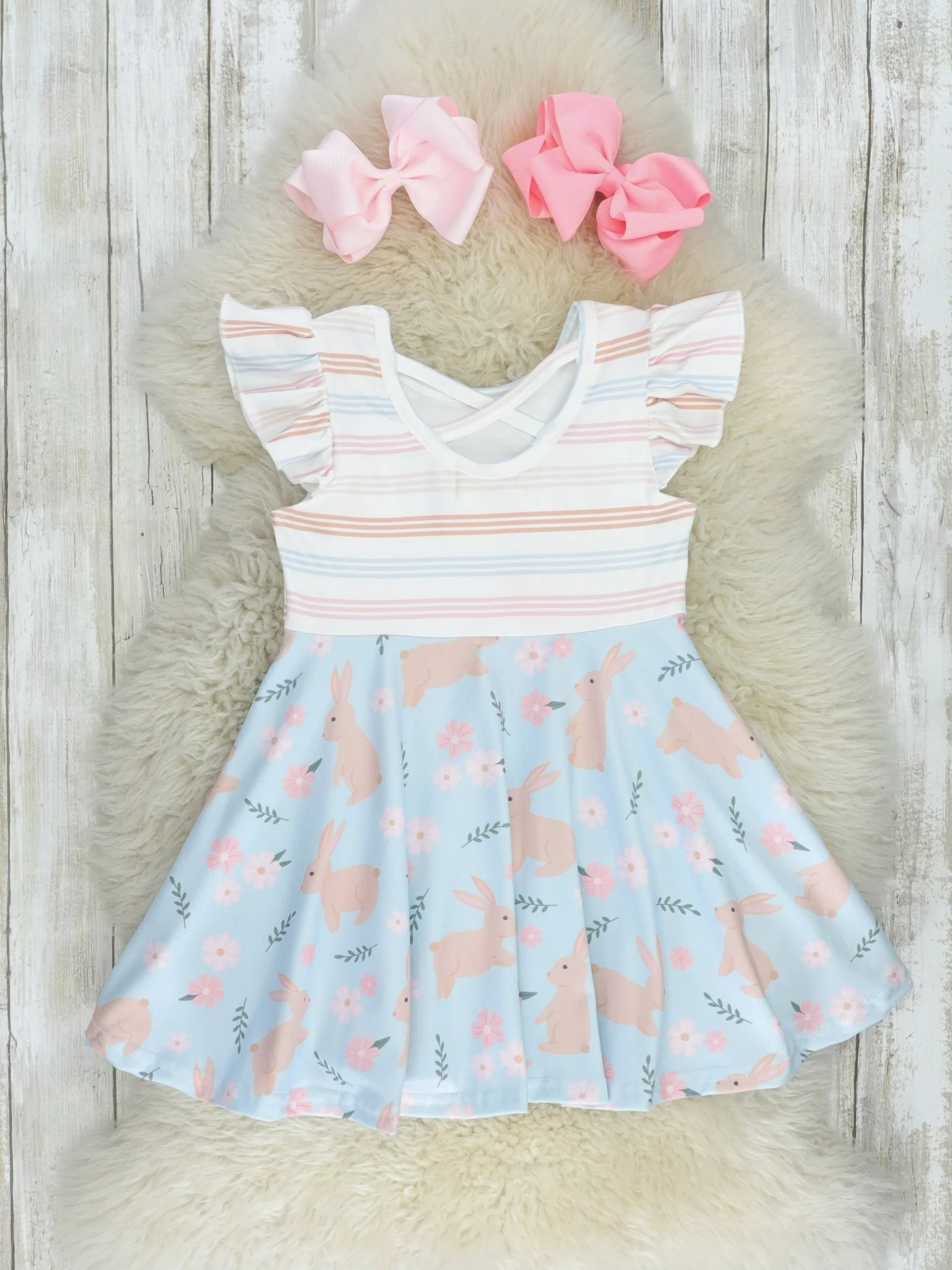Soft Stripes & Bunnies Dress - Image 2