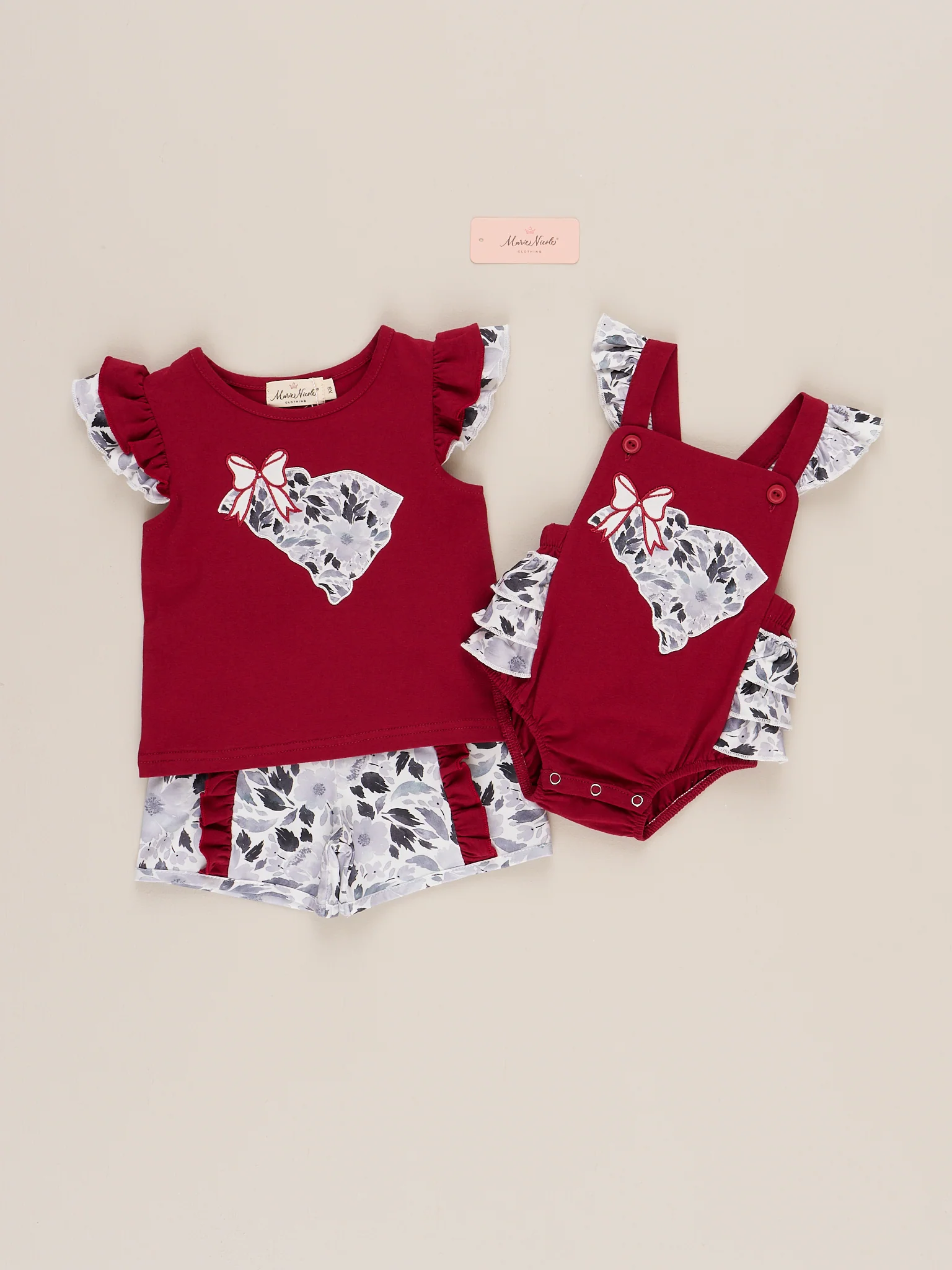 South Carolina Embroidered Floral Ruffle Bubble Romper - Image 3