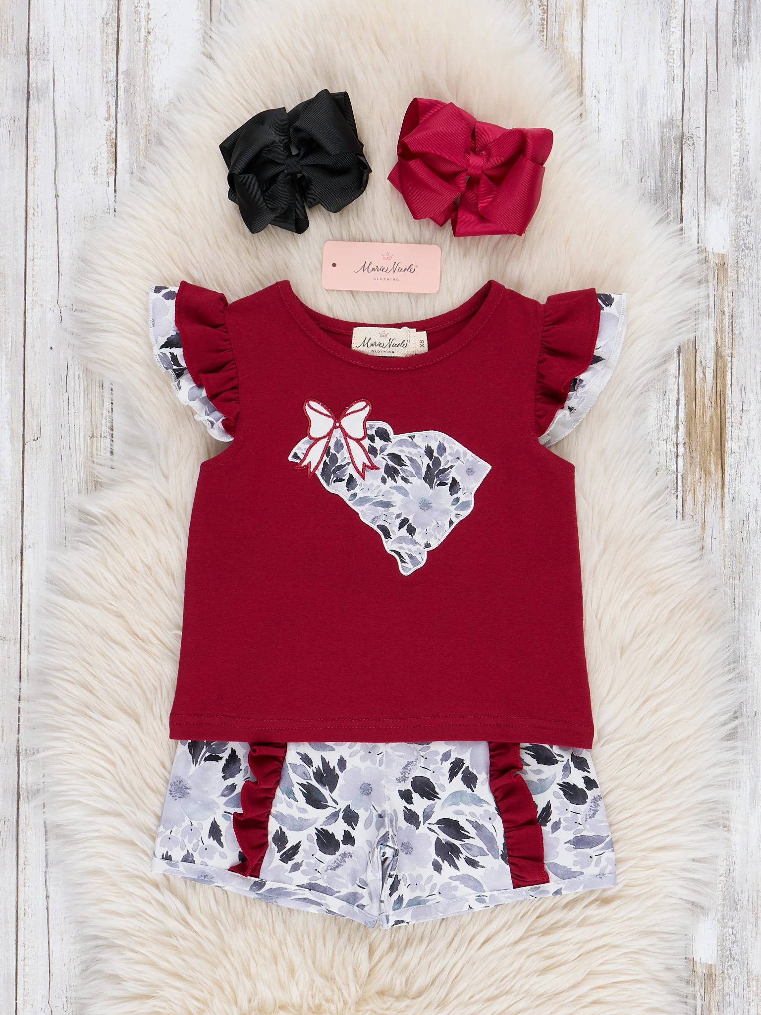 South Carolina Embroidered Floral Ruffle Outfit