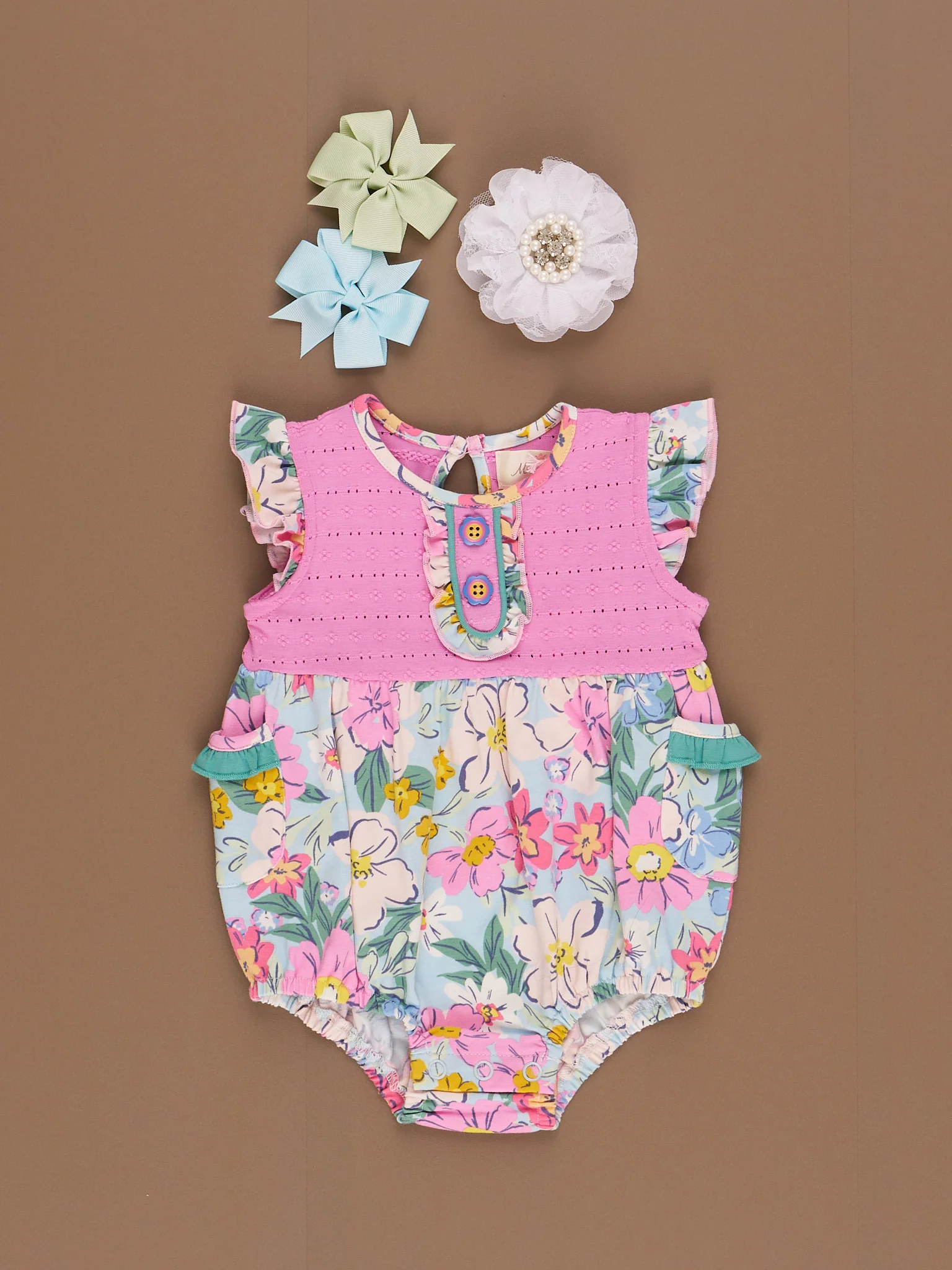 Southern Garden Ruffle Bubble Romper