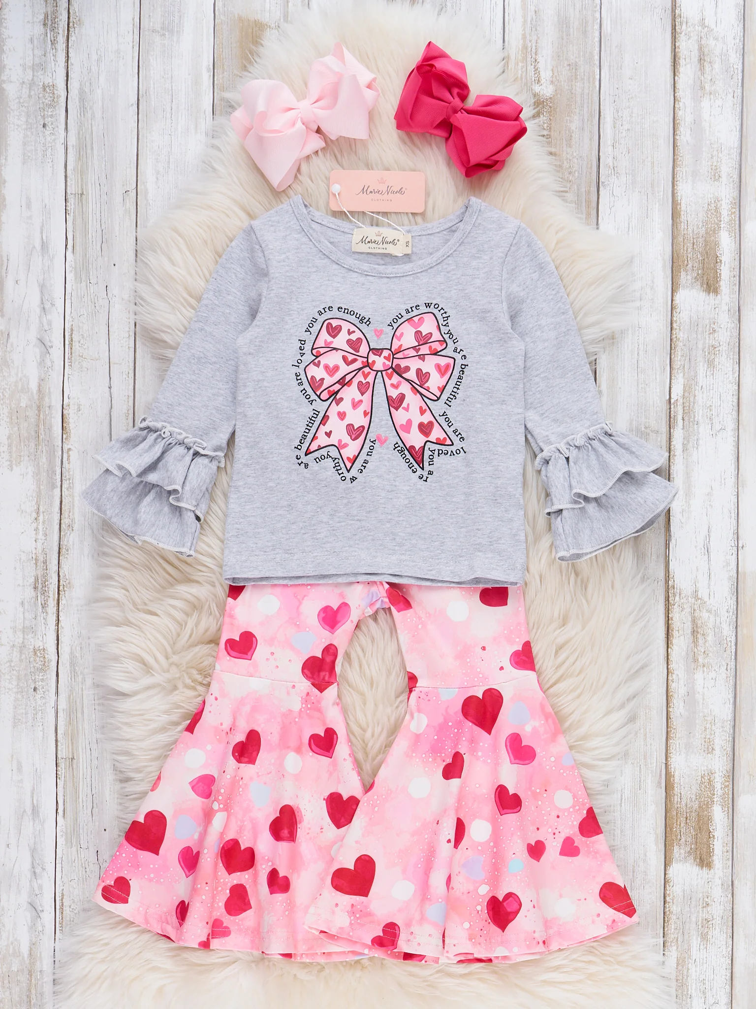 Sparkle Heart Bow Bell Bottom Outfit - Image 2