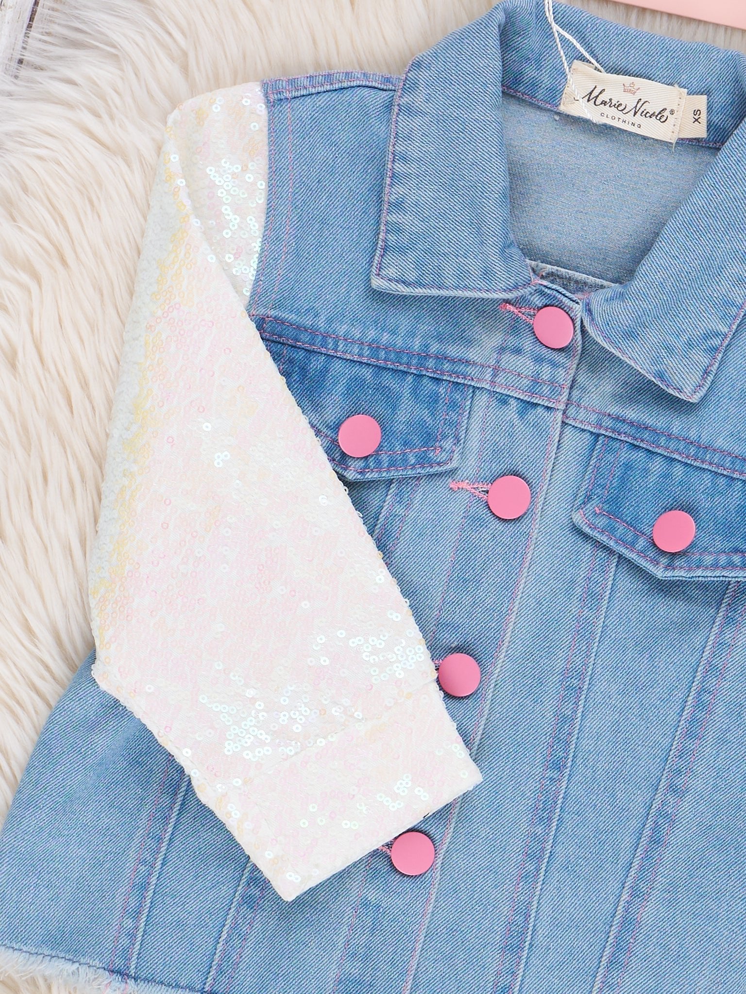 Sparkle Sleeve Denim Jacket - Image 2