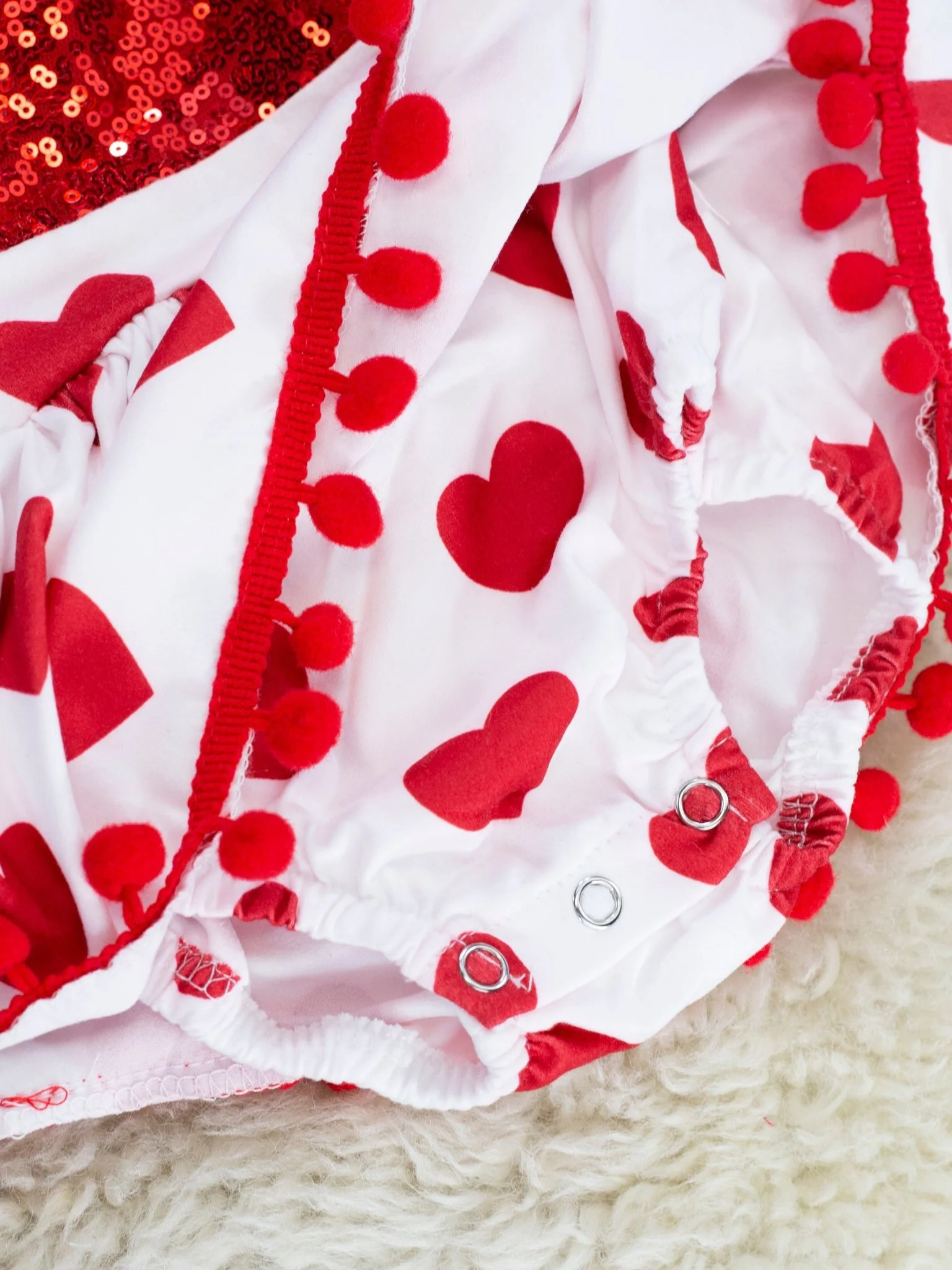 Sparkly Red Heart Tie Dressy Romper - Image 4
